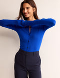 Rippstrick-Strickjacke aus Baumwolle-Hellblau