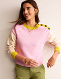 Hotch Potch Cotton Jumper-Blossom Pink, Warm Ivory