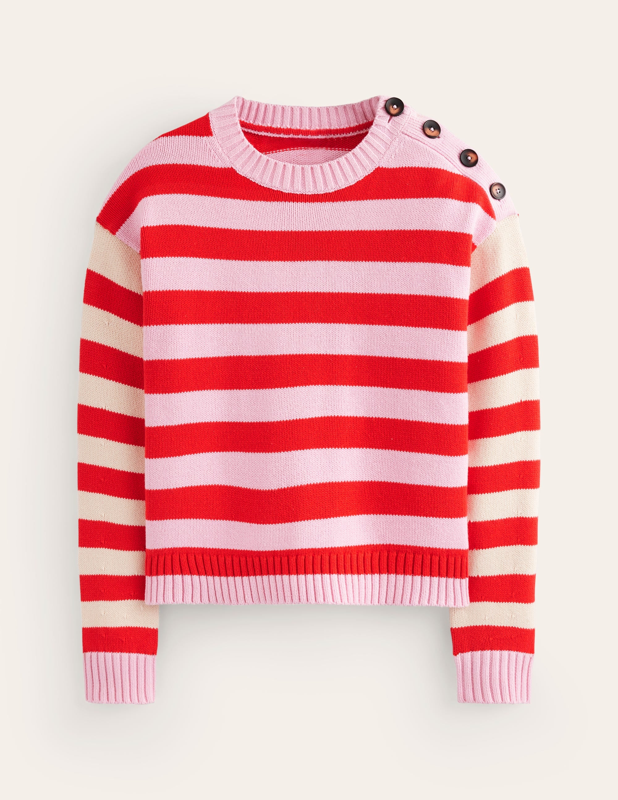 Hotch Potch Cotton Jumper-Blossom Pink, Flamenco Red - Image 5