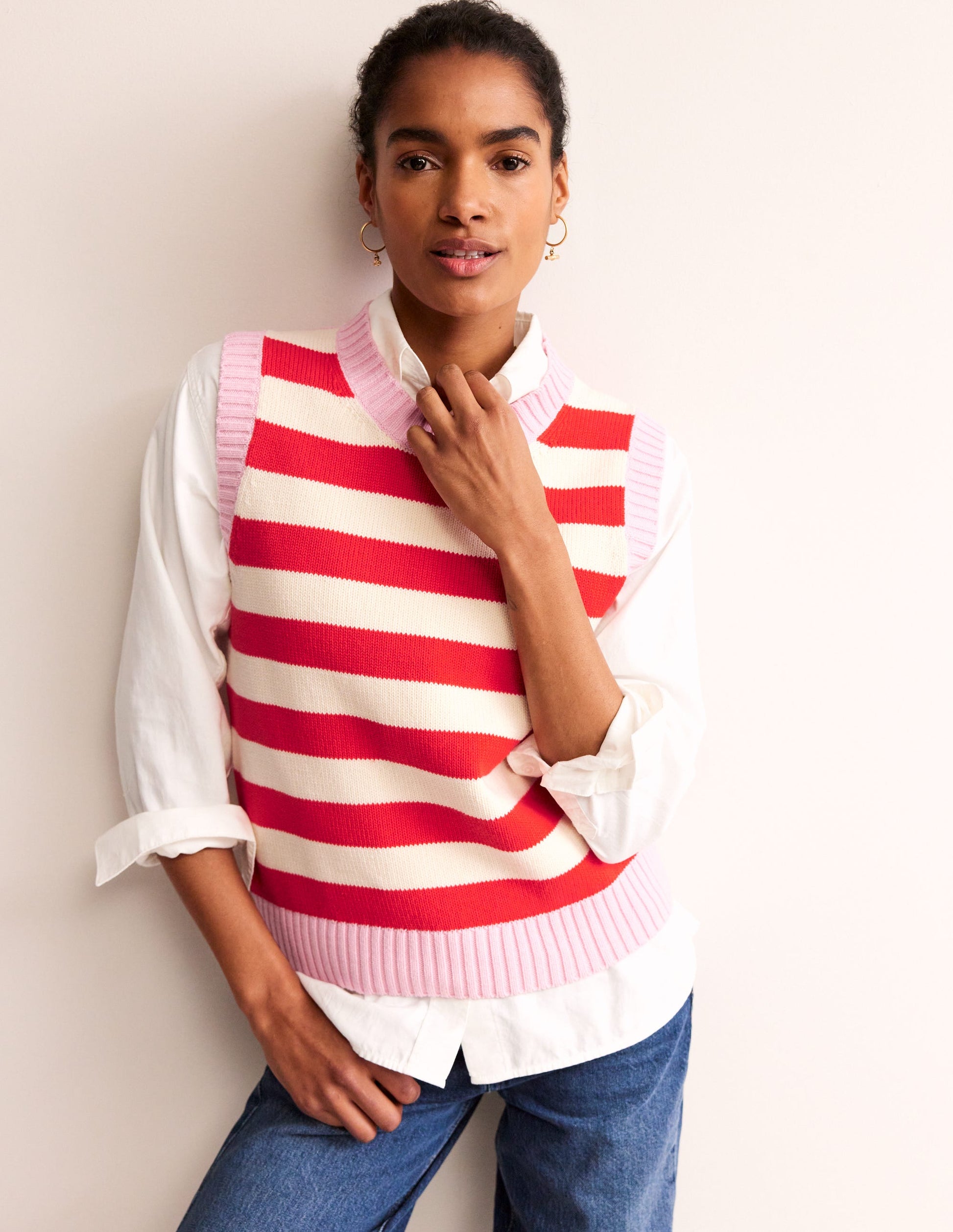 Hotch Potch Cotton Tank-Blossom Pink, Flamenco Red-1