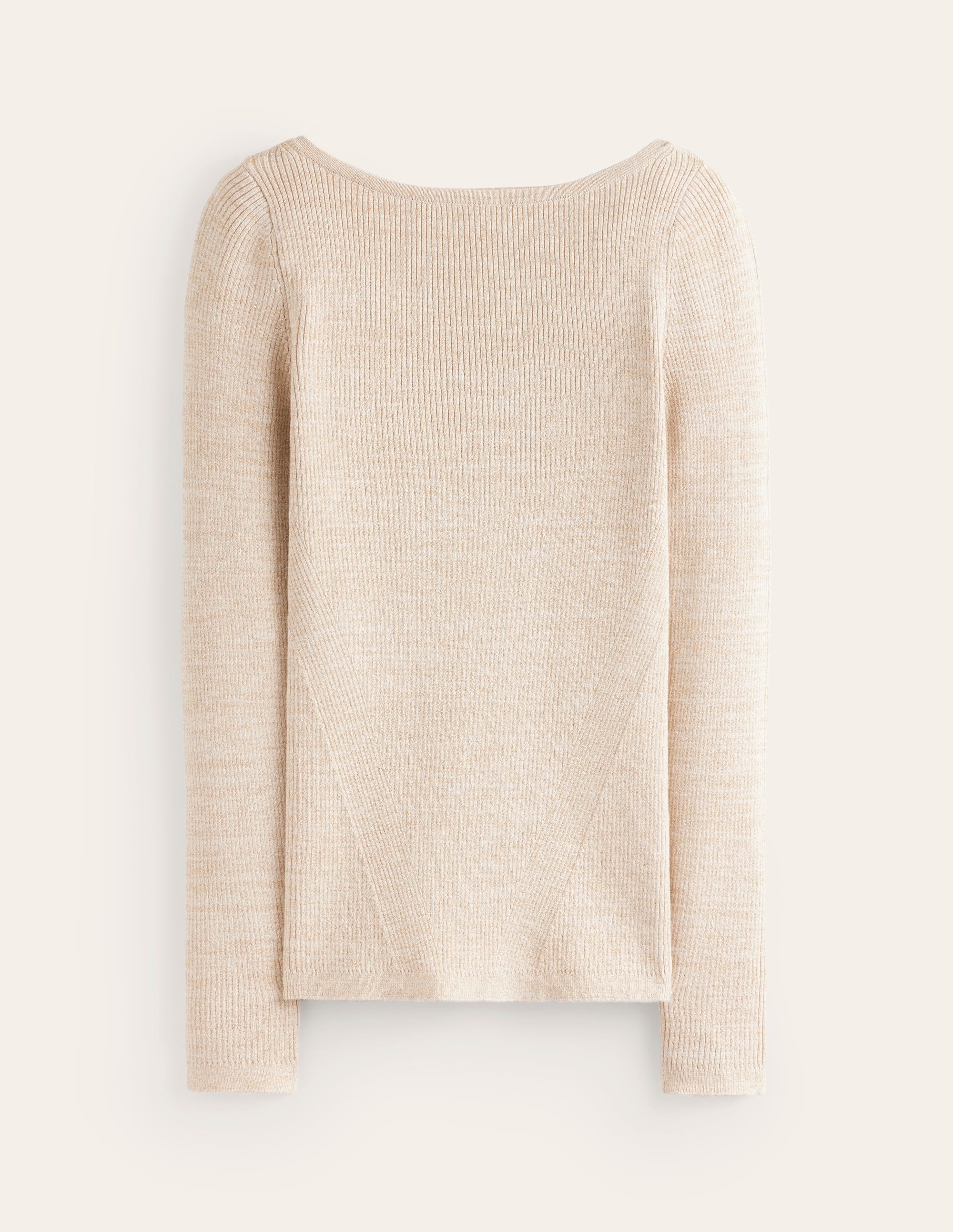 Pullover aus Baumwoll-Rippstrick mit U-Boot-Ausschnitt-Gold-Metallic - Image 5