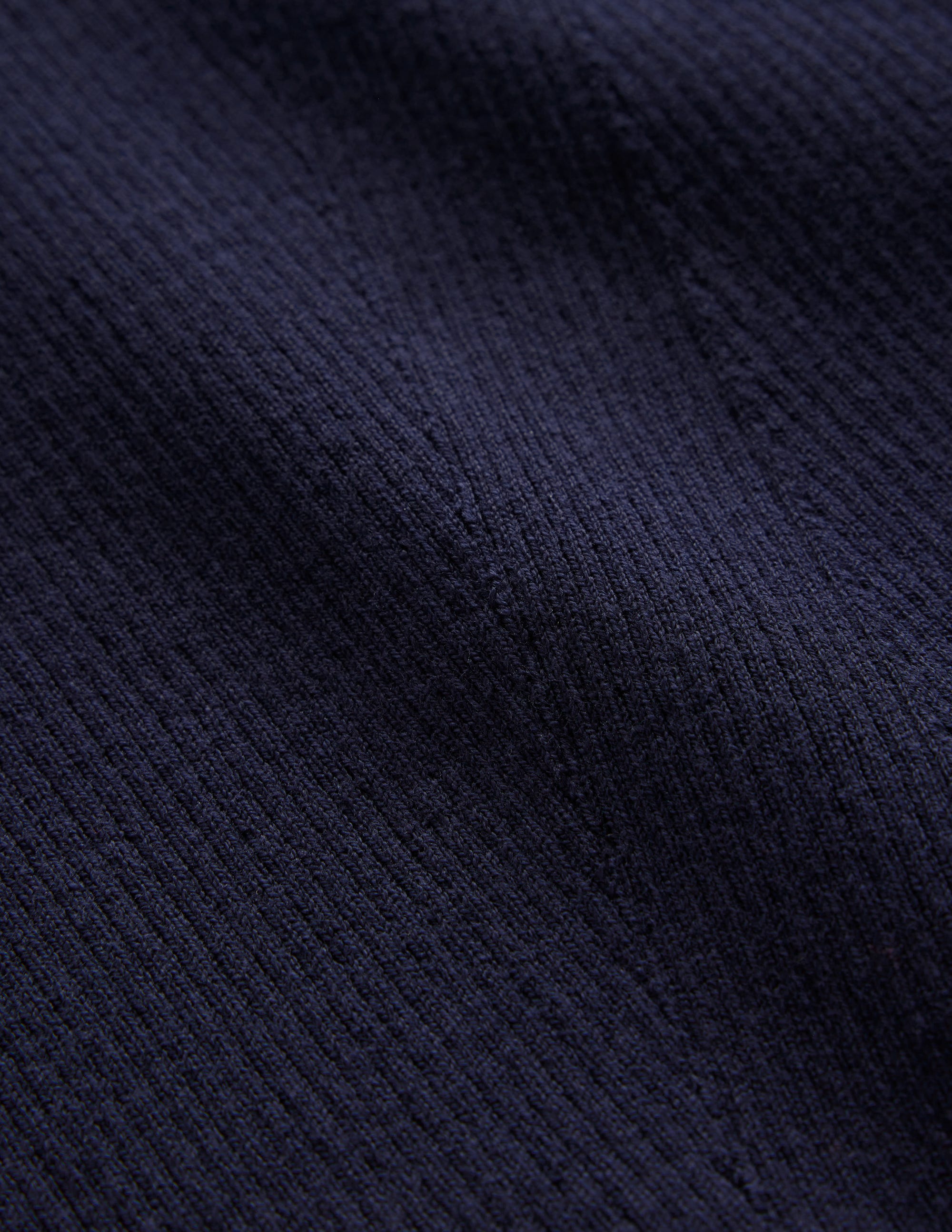 Pullover aus Baumwoll-Rippstrick mit U-Boot-Ausschnitt-Marineblau - Image 6