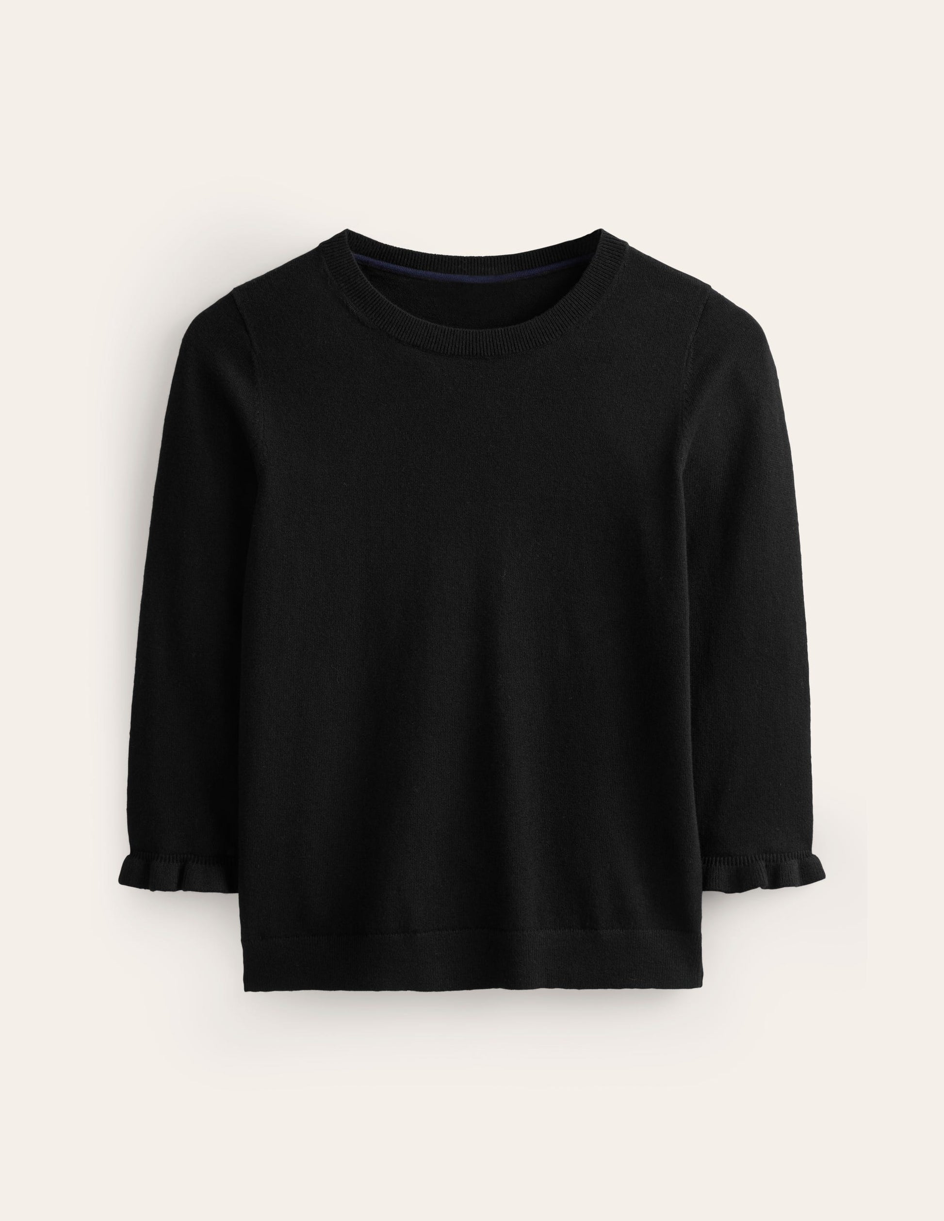 Pull volanté en mérinos et coton-Noir-5