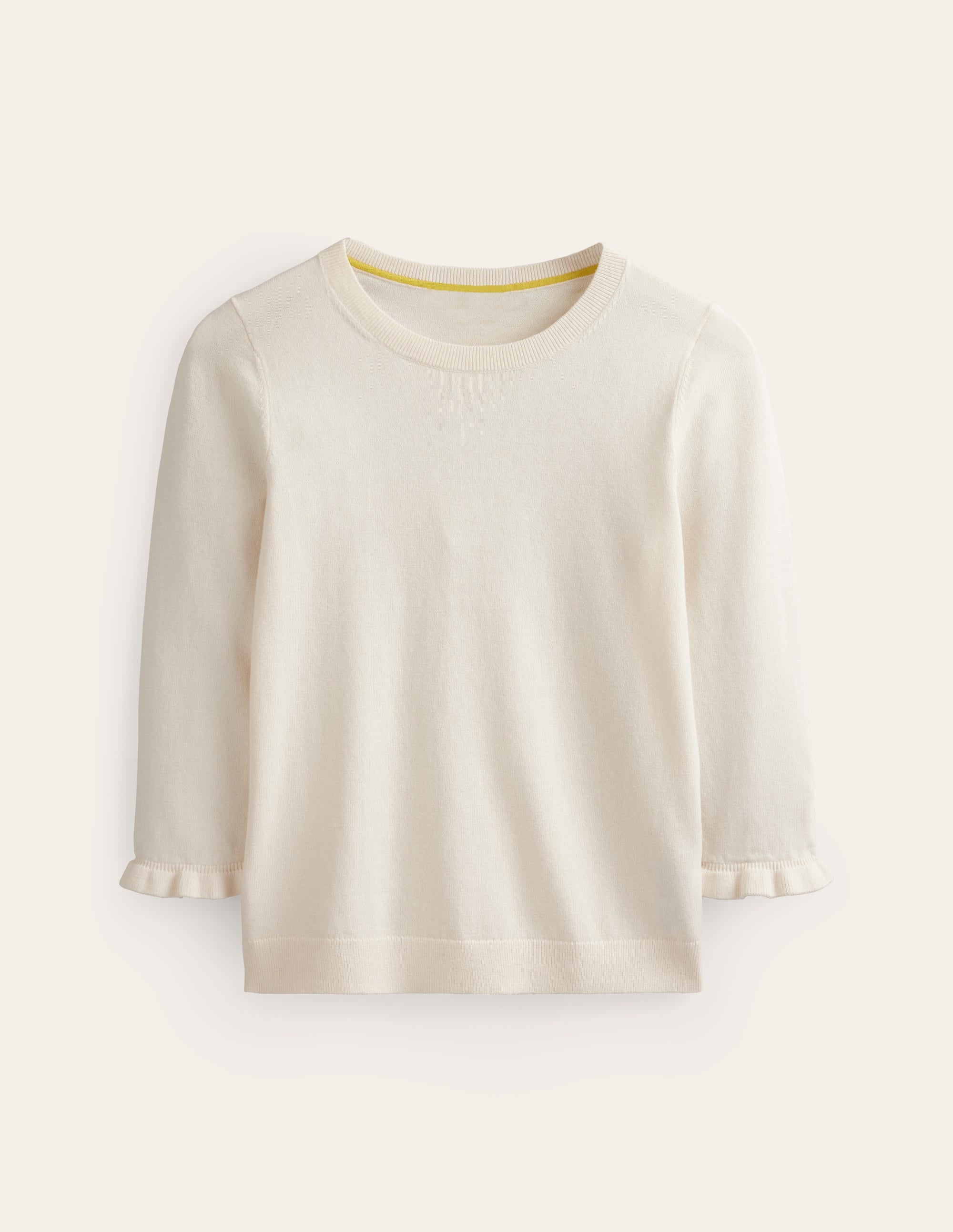 Cotton Merino Frill Jumper-Warm Ivory - Image 5