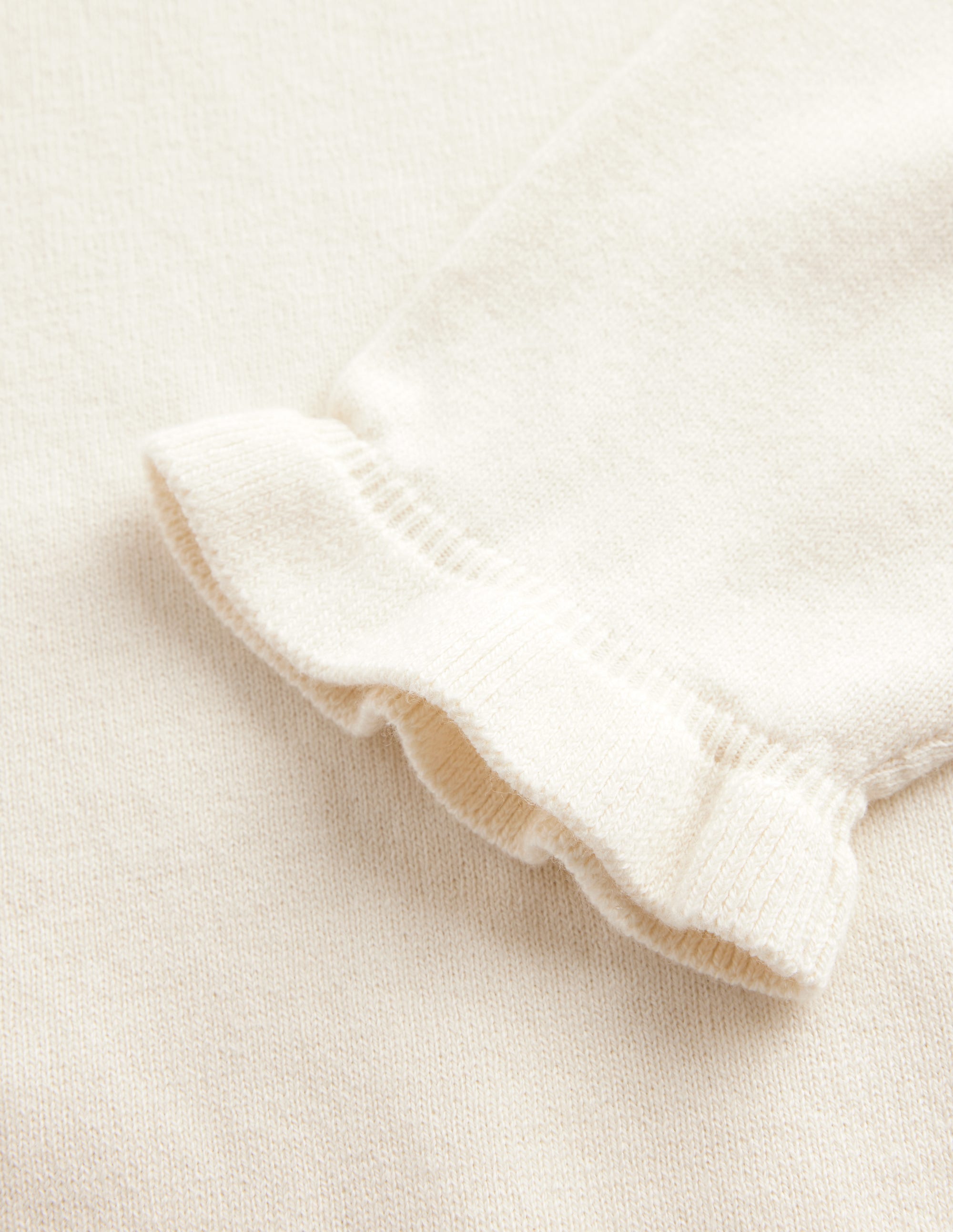 Cotton Merino Frill Jumper-Warm Ivory - Image 6
