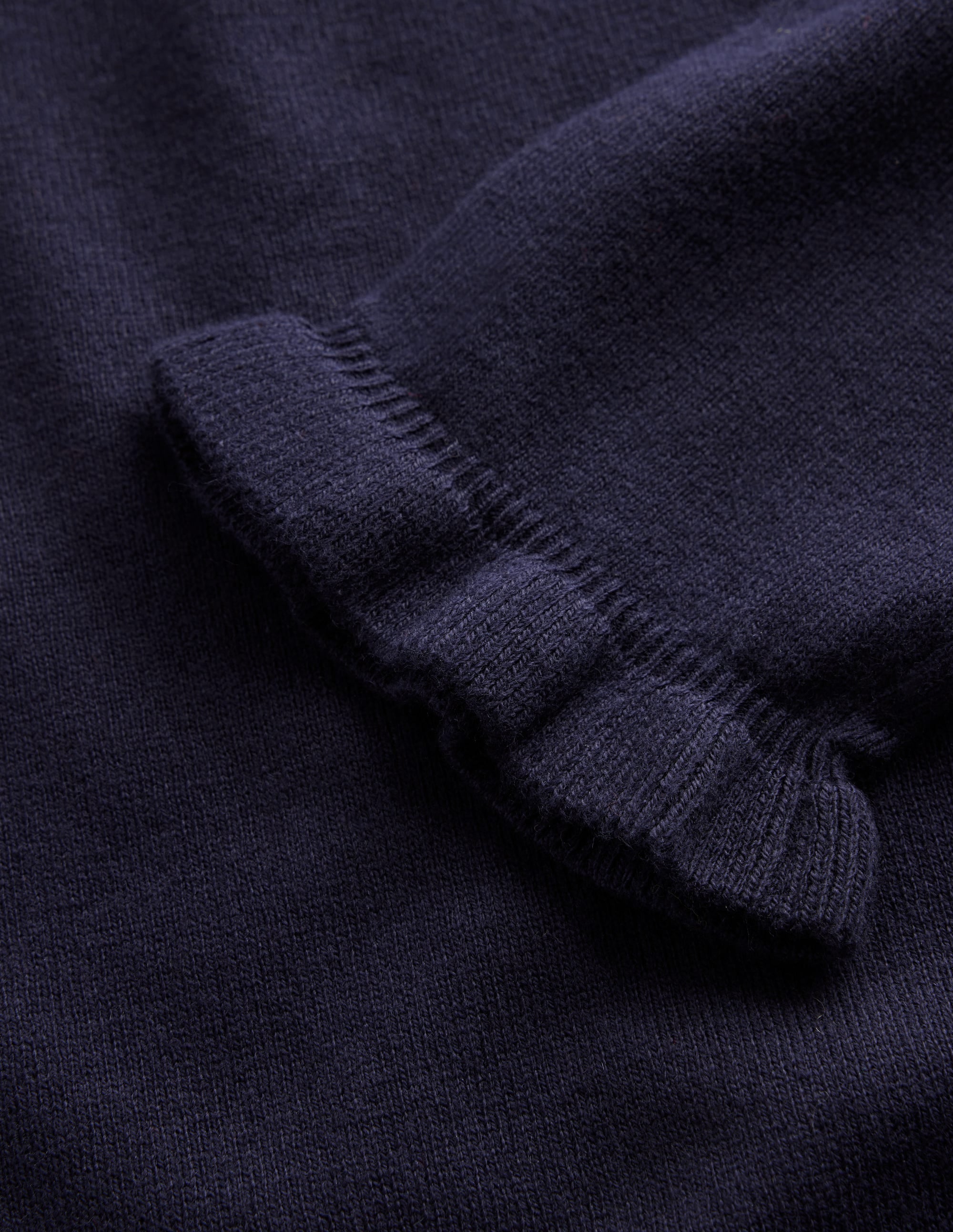 Pull volanté en mérinos et coton-Bleu marine - Image 6