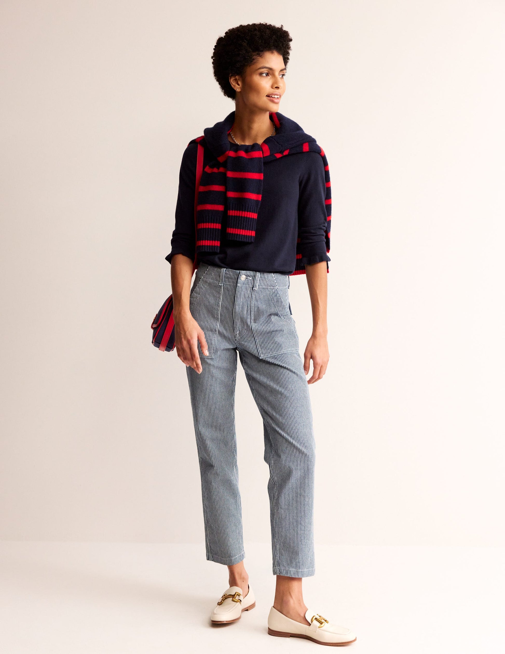 Pull volanté en mérinos et coton-Bleu marine-4