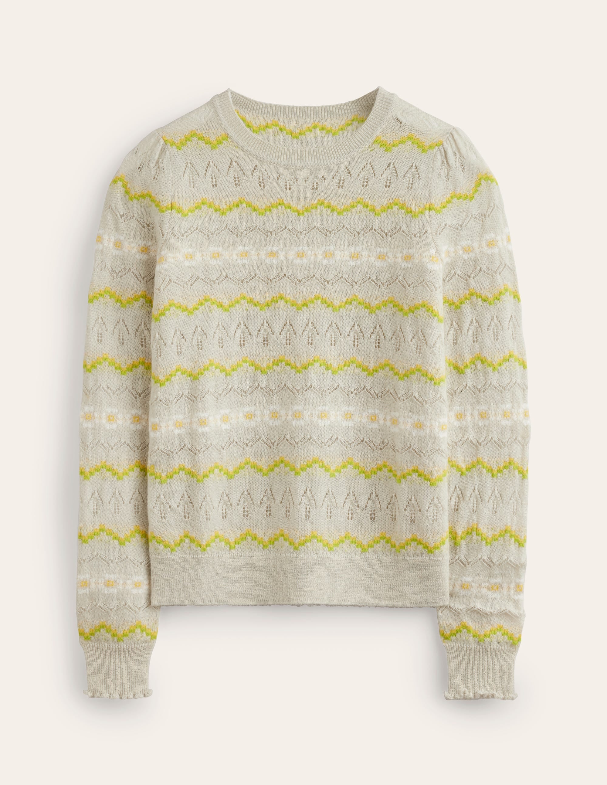 Pull duveteux motif jacquard-Avoine chiné - Image 5