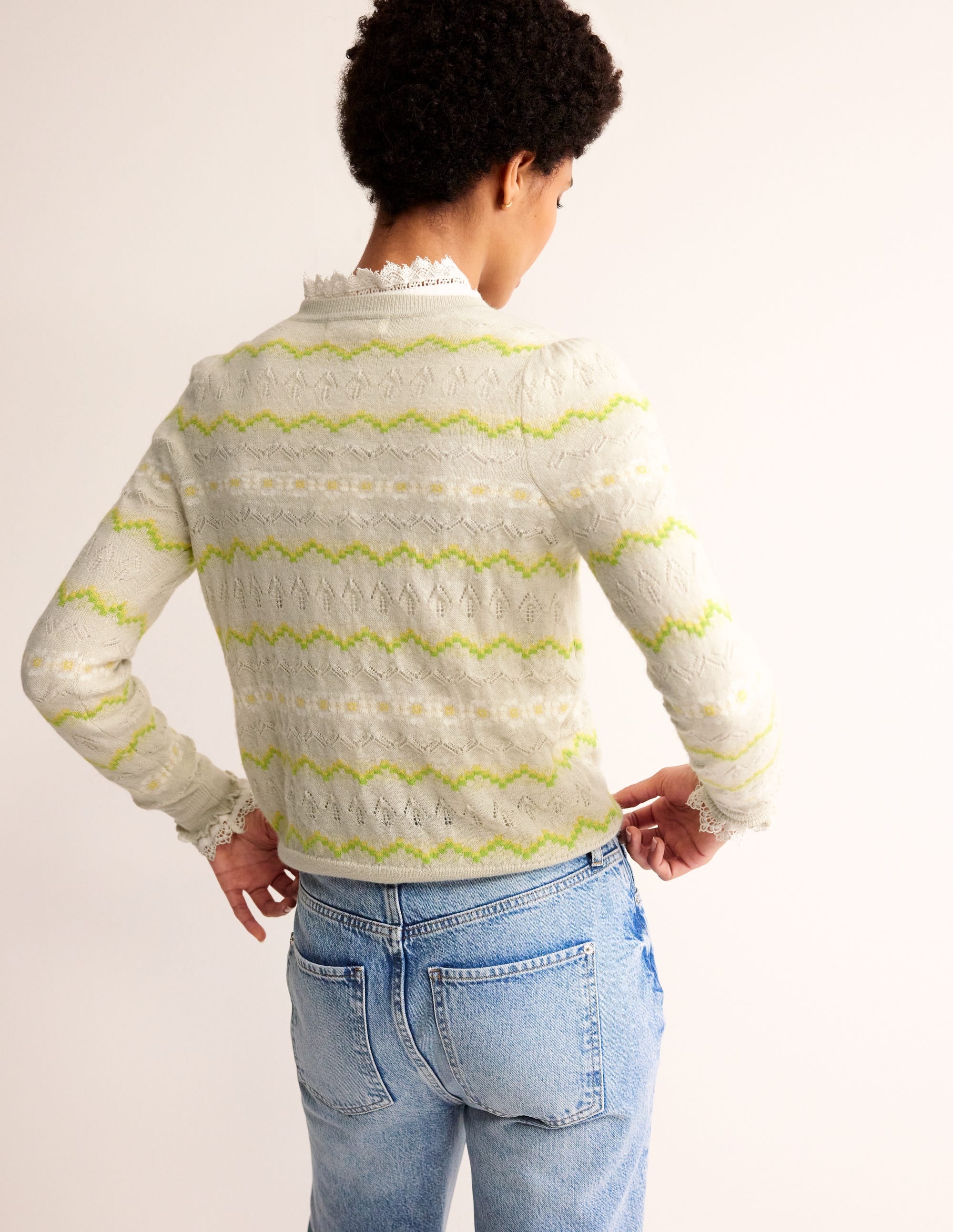 Pull duveteux motif jacquard-Avoine chiné - Image 3