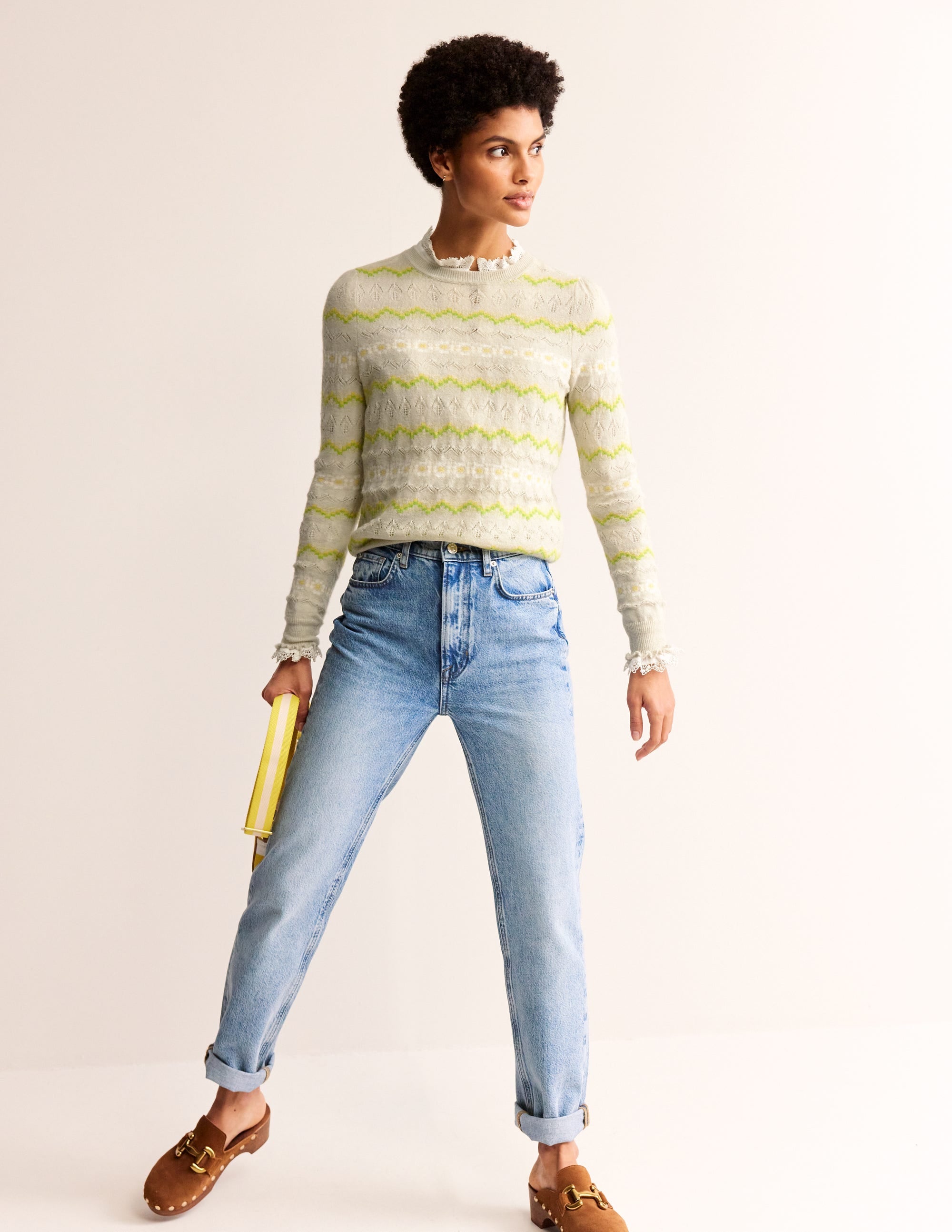 Pull duveteux motif jacquard-Avoine chiné - Image 4