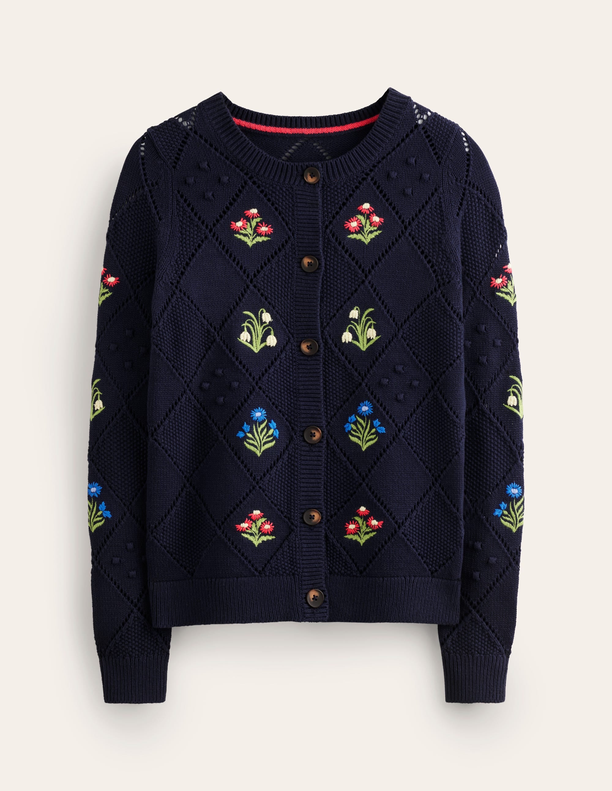 Gilet brodé en coton-Bleu marine - Image 5