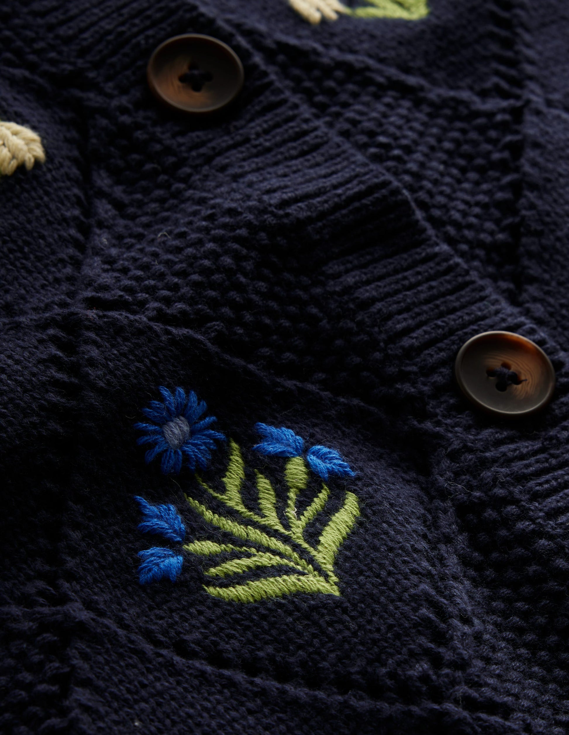 Gilet brodé en coton-Bleu marine-6