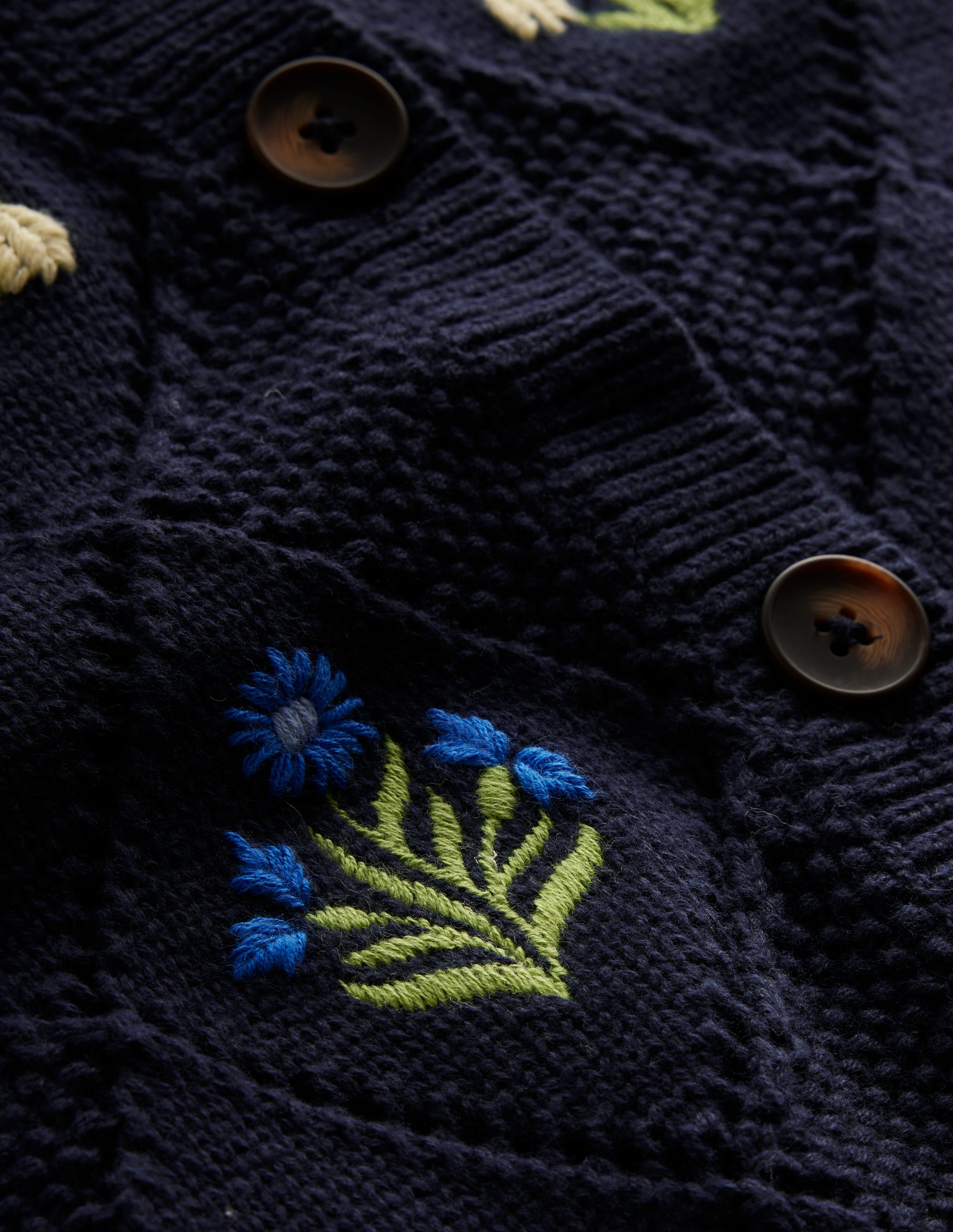 Gilet brodé en coton-Bleu marine - Image 6