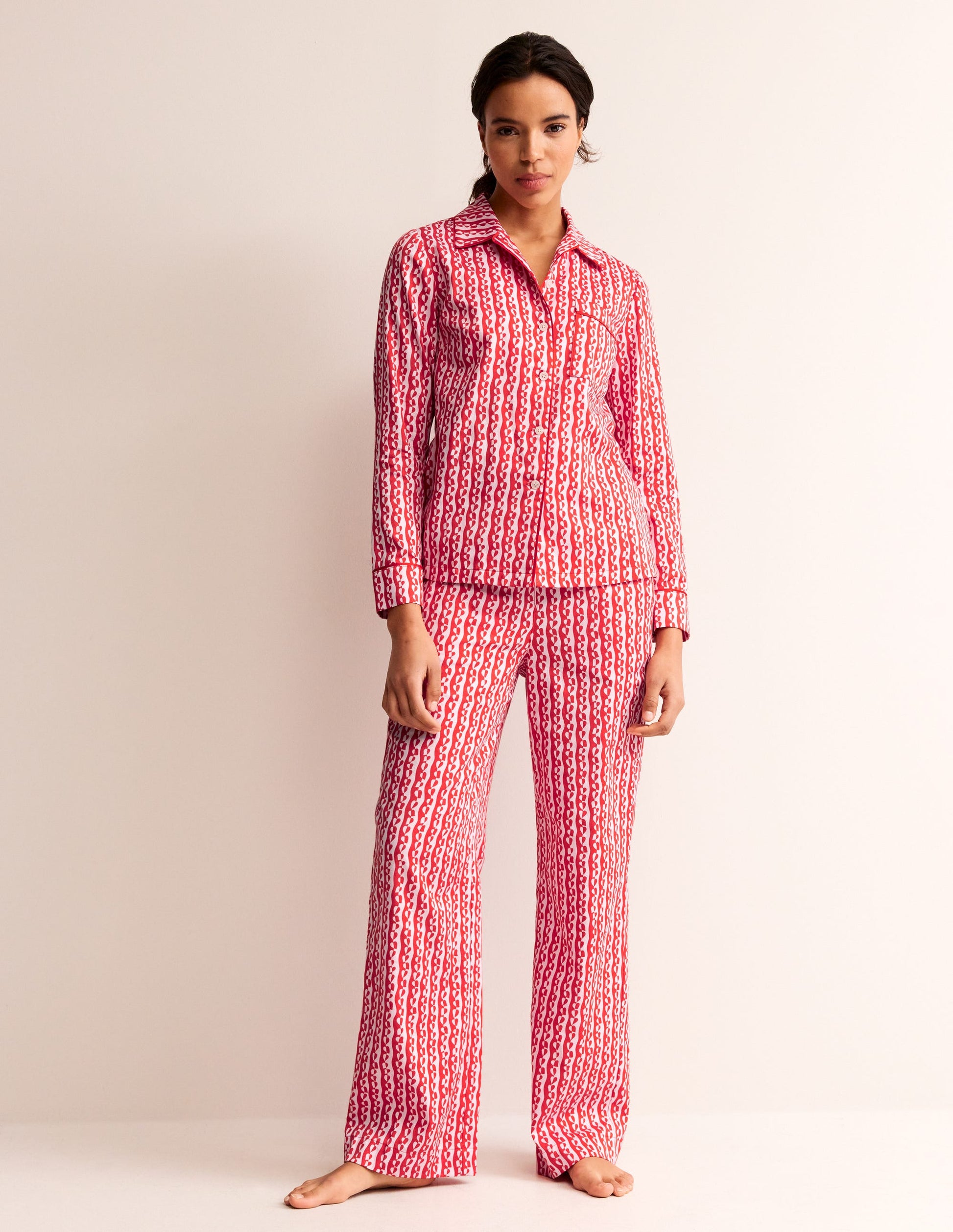 Schlafanzughemd aus Baumwollsatin-Orchideenpink, Abstrakt Herz-4