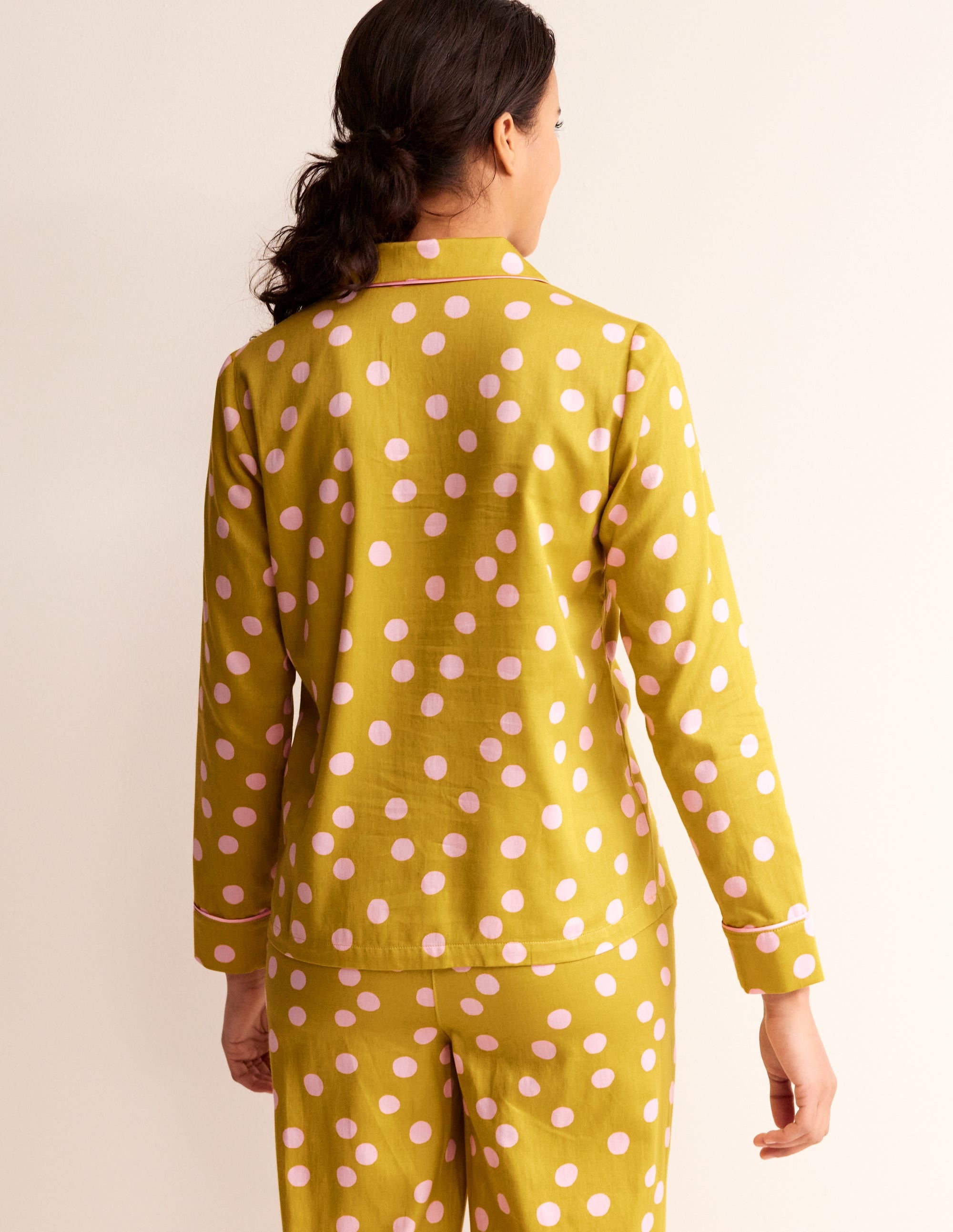 Cotton Sateen Pyjama Shirt-Antique Moss - Image 4