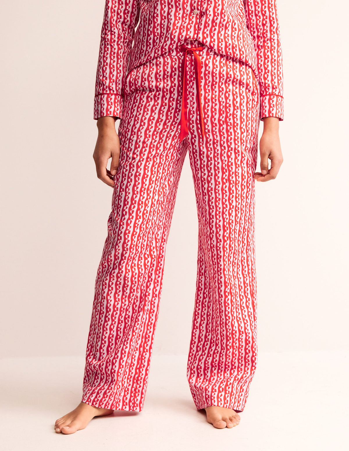 Schlafanzughose aus Baumwollsatin-Orchideenpink, Abstrakt Herz - Image 4