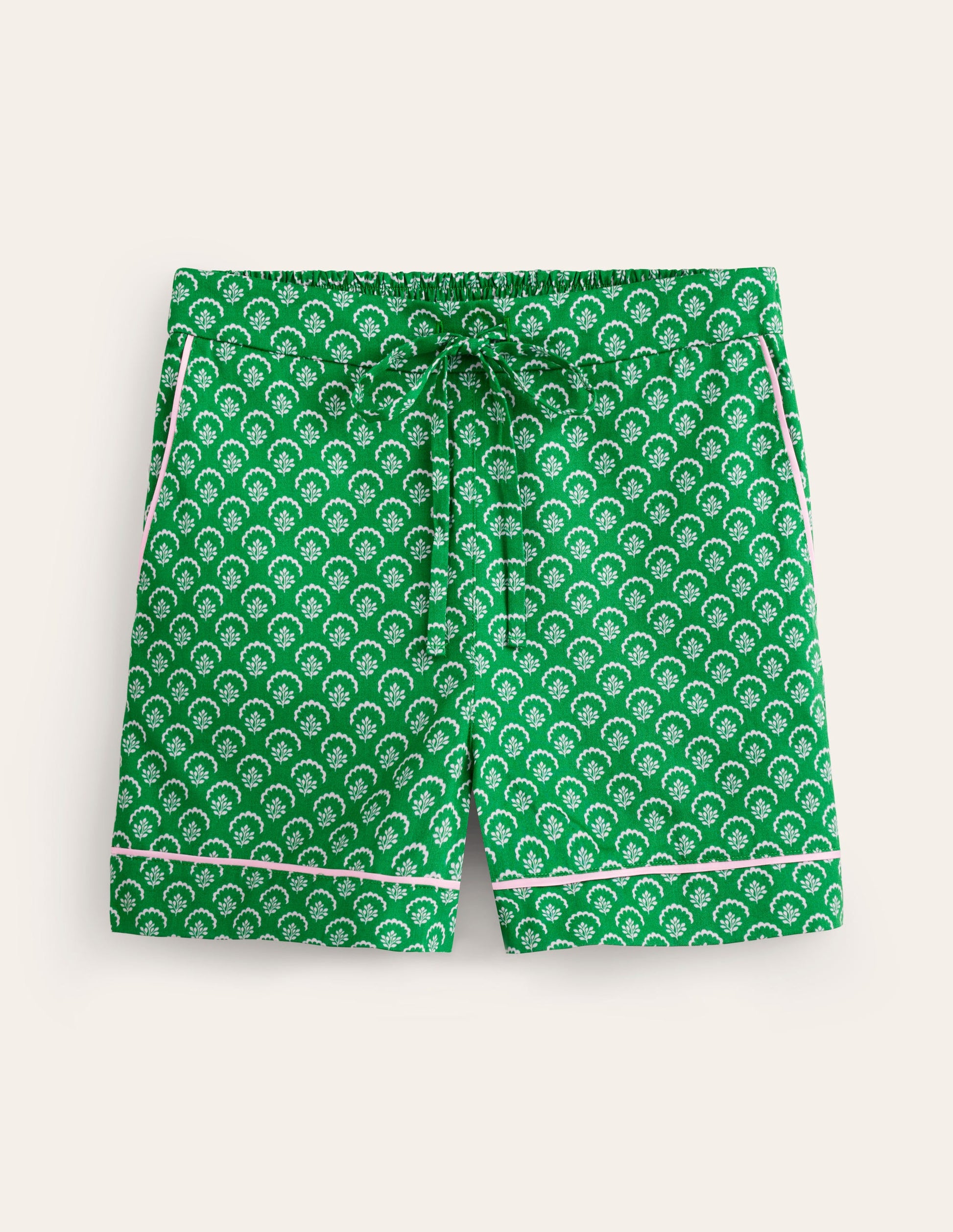 Short de pyjama en satinette de coton-Grün, Wilder Wein-5