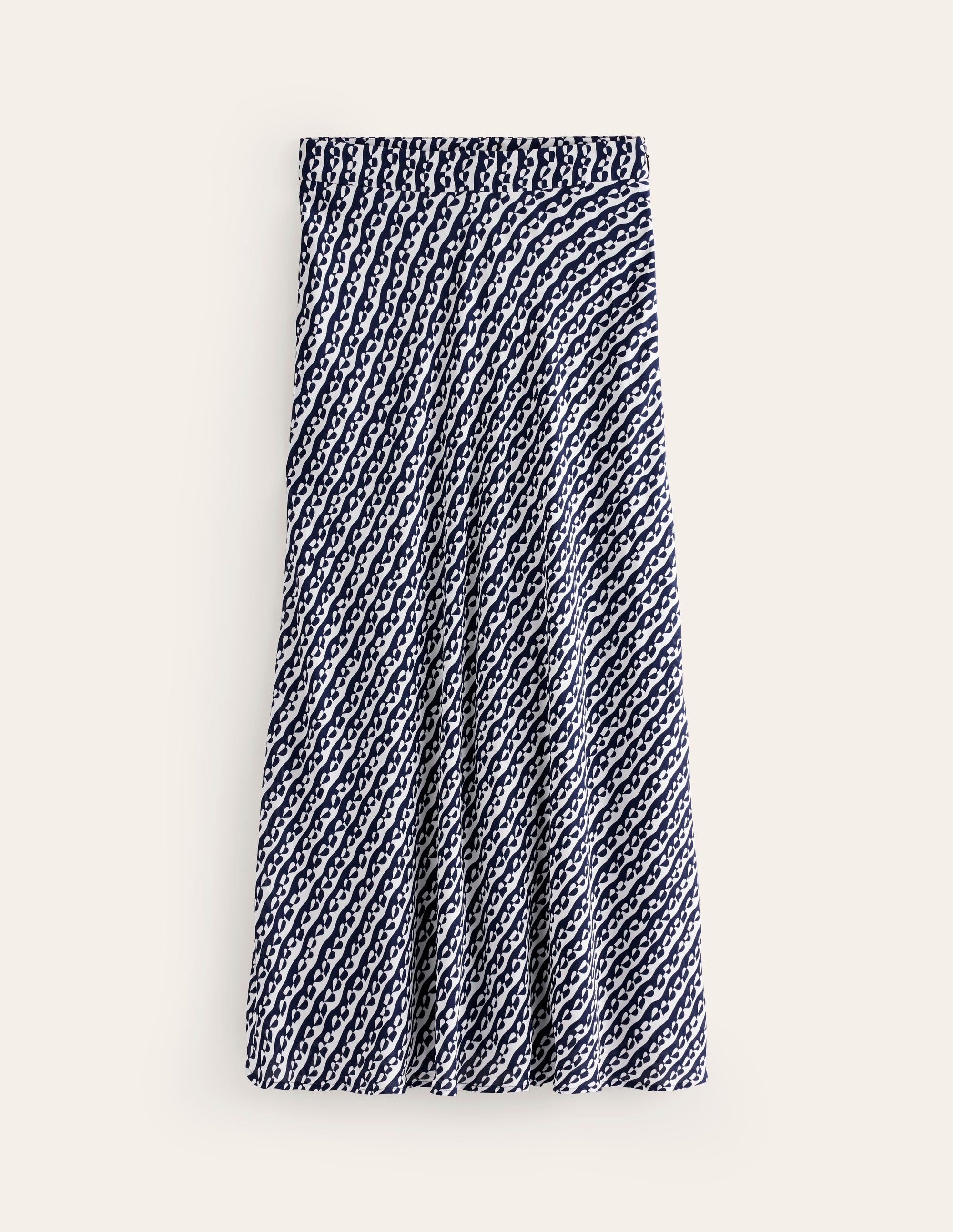 Jupe midi imprimée à coupe en biais-Bleu marine, cœurs abstraits - Image 5