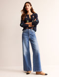 Hoch geschnittene Jeans mit weitem Bein-Beatnik Red