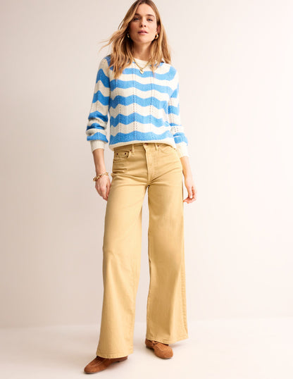 High Rise Wide Leg Jeans-Dusky Citron