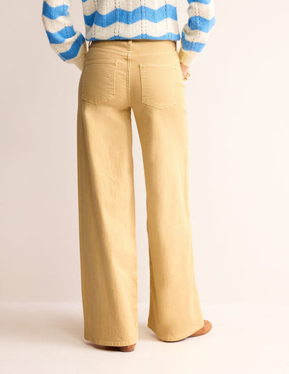 High Rise Wide Leg Jeans-Dusky Citron