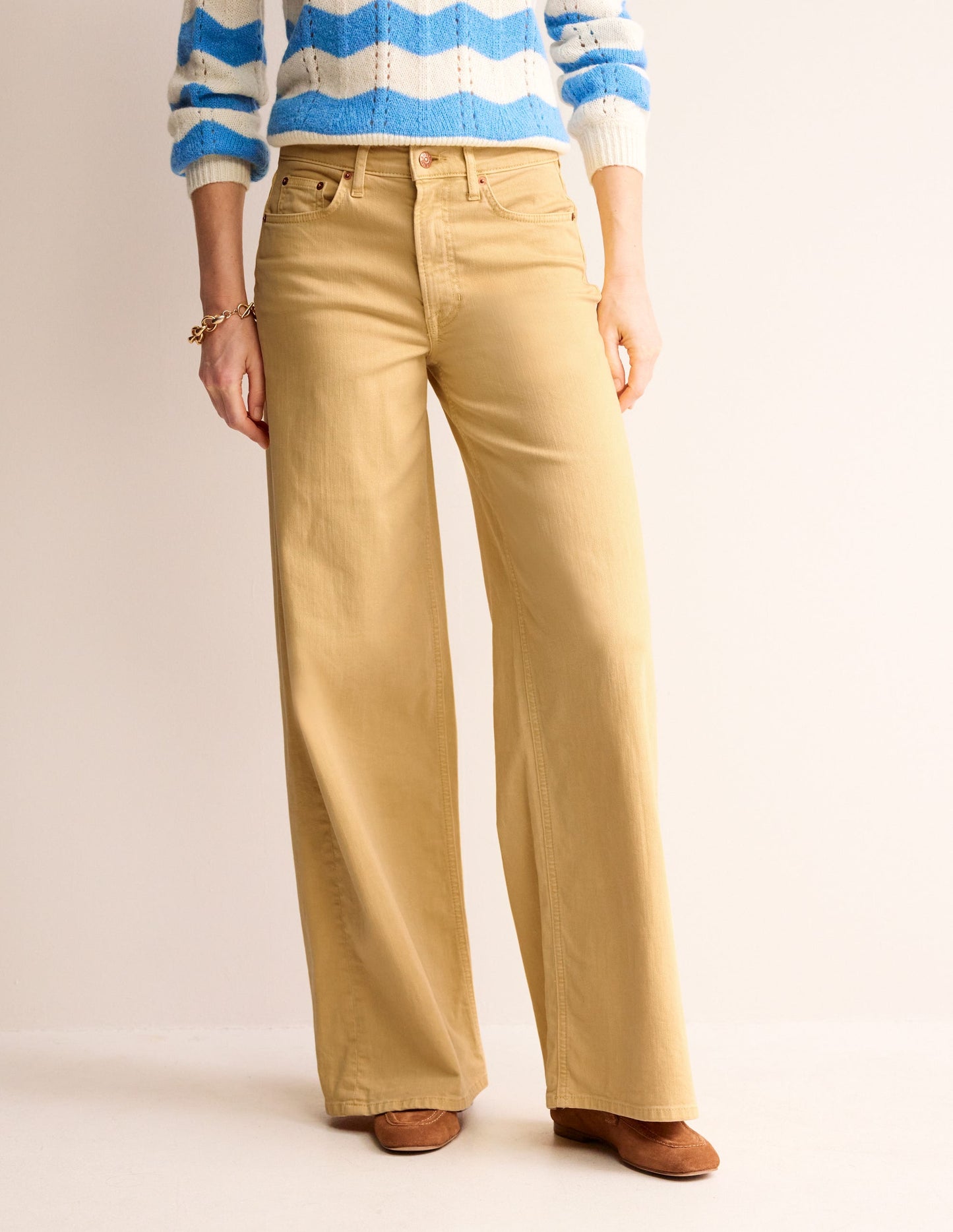 High Rise Wide Leg Jeans-Dusky Citron