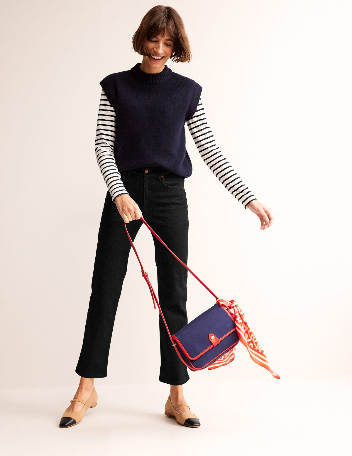 Schmale Jeans mit mittelhohem Bund-Schwarz - Image 1