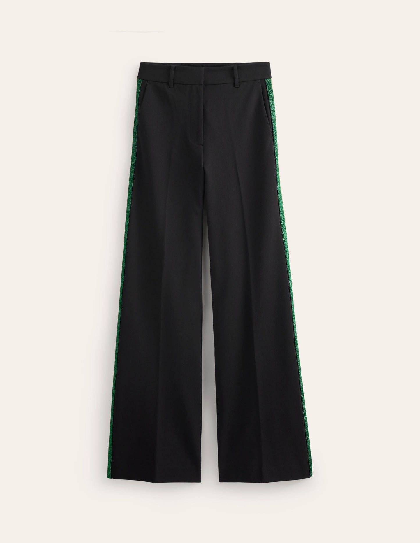 Pantalon Westbourne en point de Rome-Rayé noir métallisé