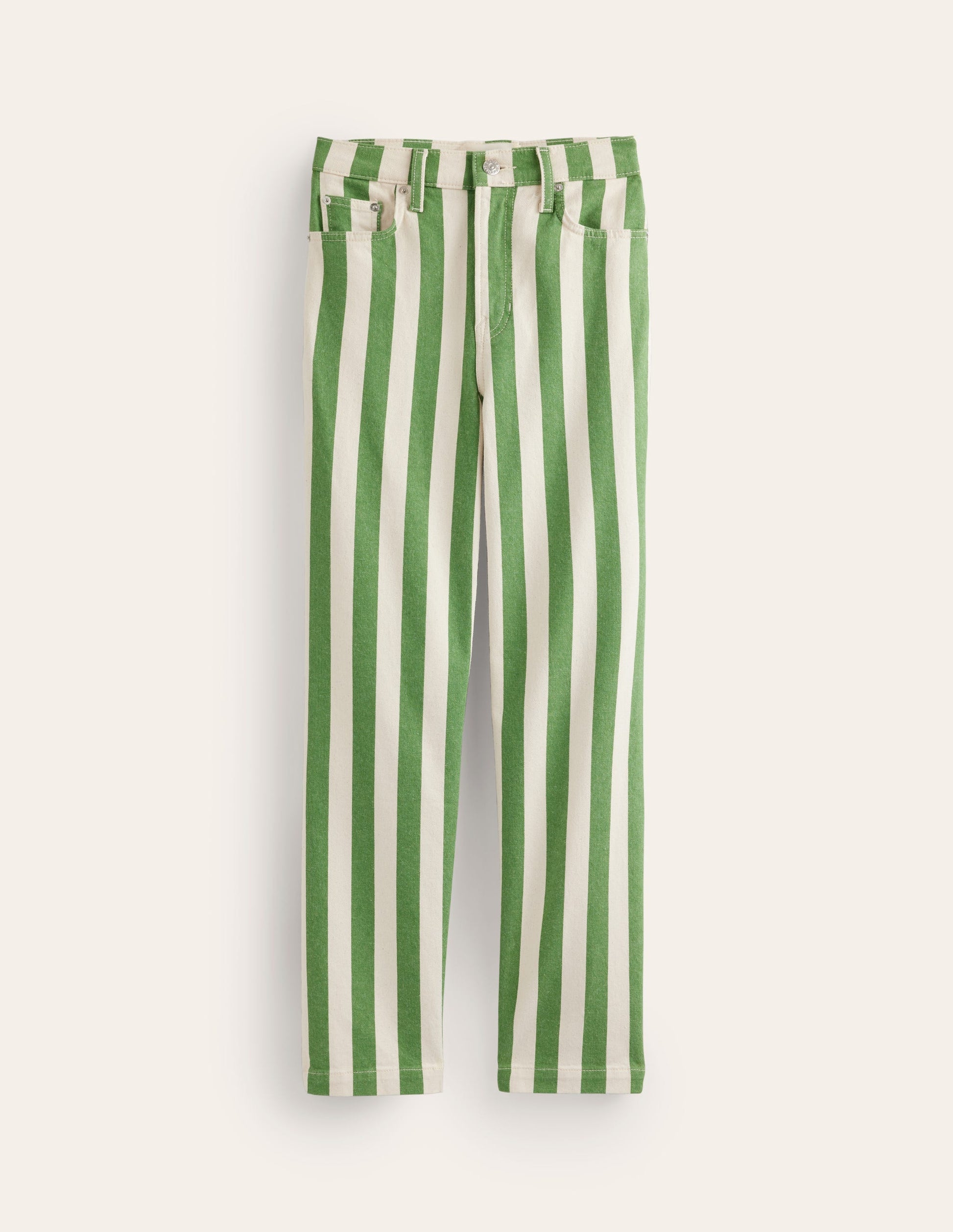 Pantalon droit rayé-Rayé vert et ivoire-6
