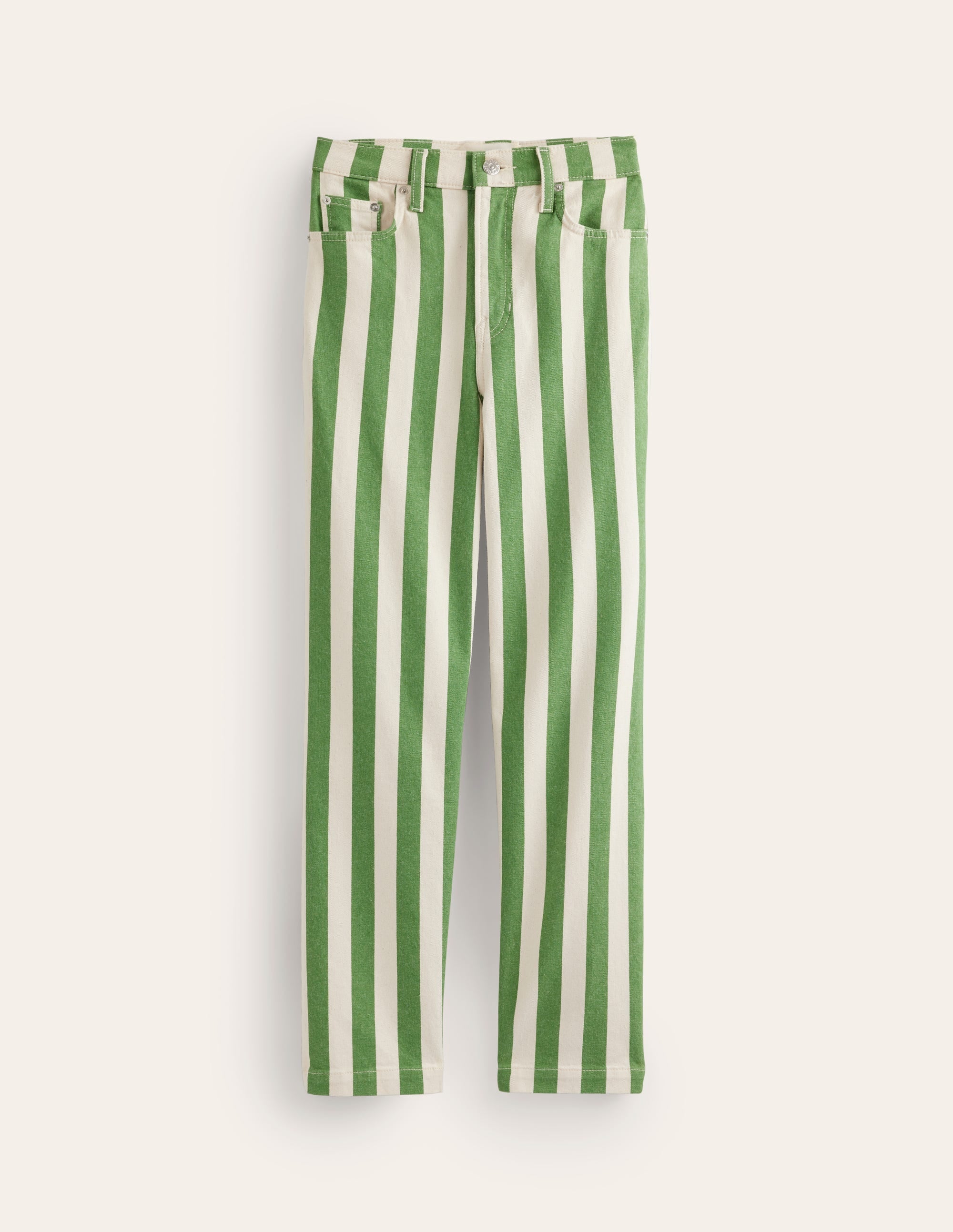 Pantalon droit rayé-Rayé vert et ivoire - Image 6
