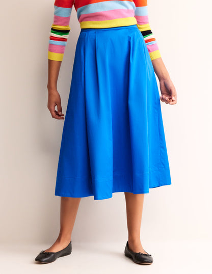 Isabella Cotton Sateen Skirt-Brilliant Blue