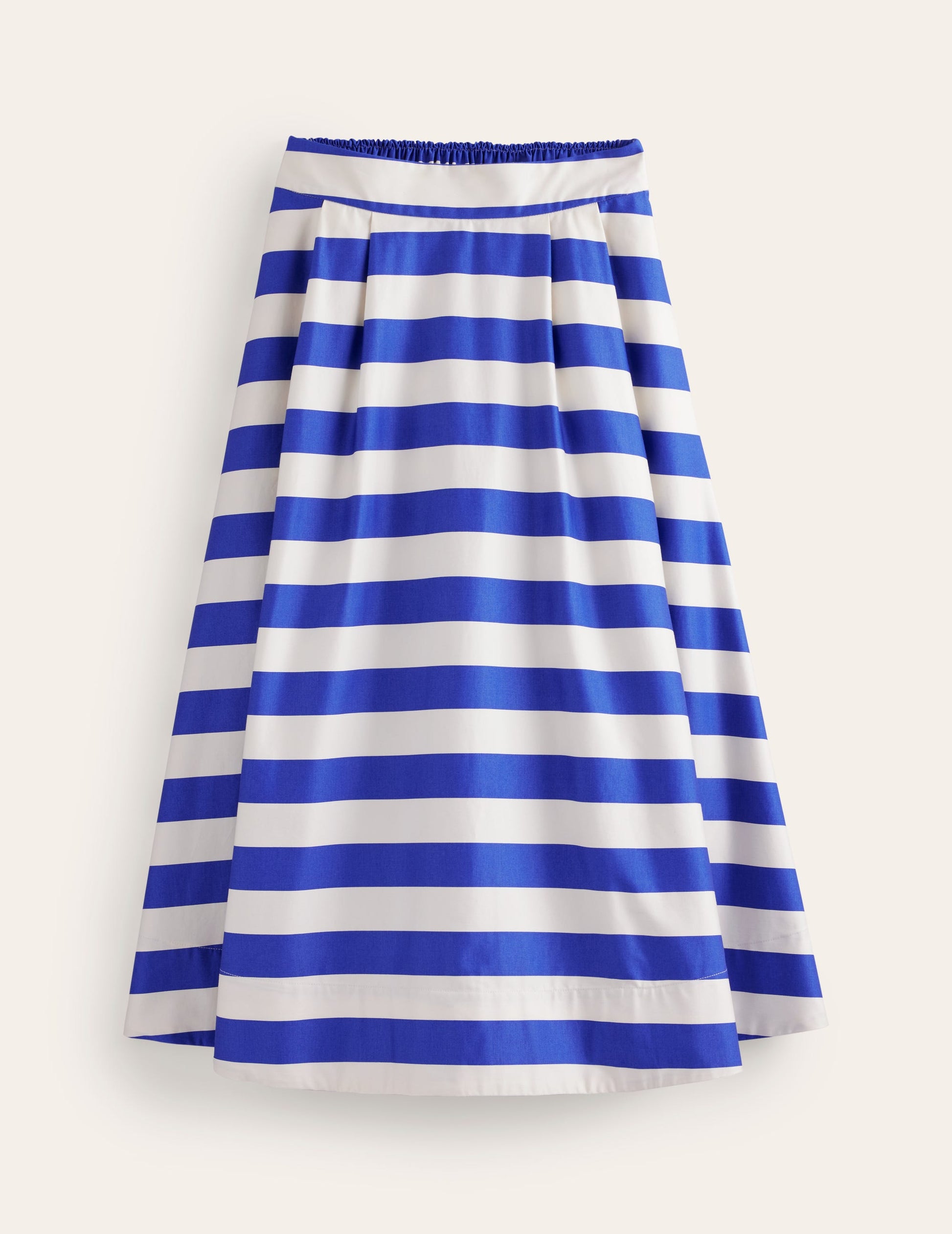 Jupe Isabella en satin de coton-Rayé bleu connecté et ivoire-6
