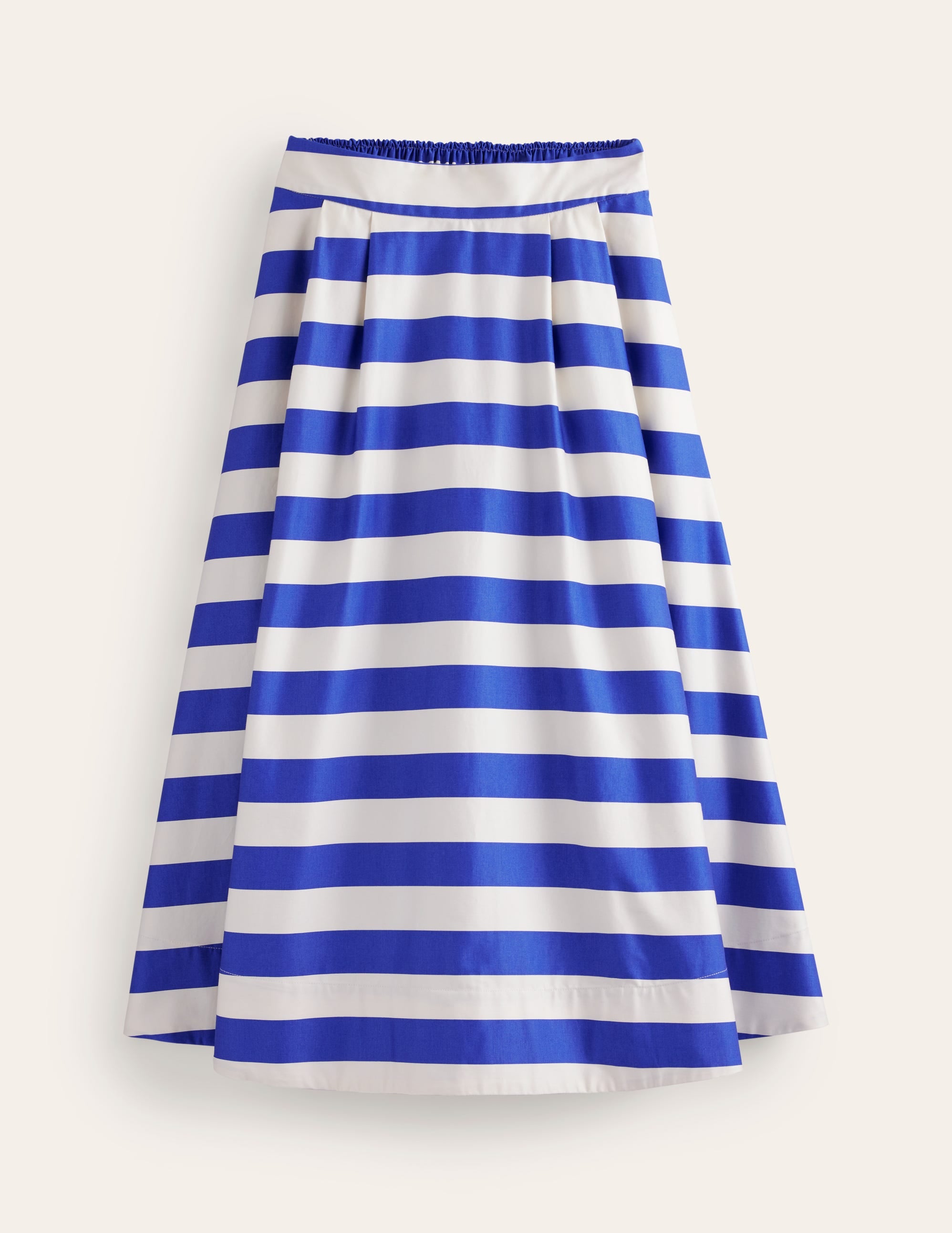 Jupe Isabella en satin de coton-Rayé bleu connecté et ivoire - Image 6