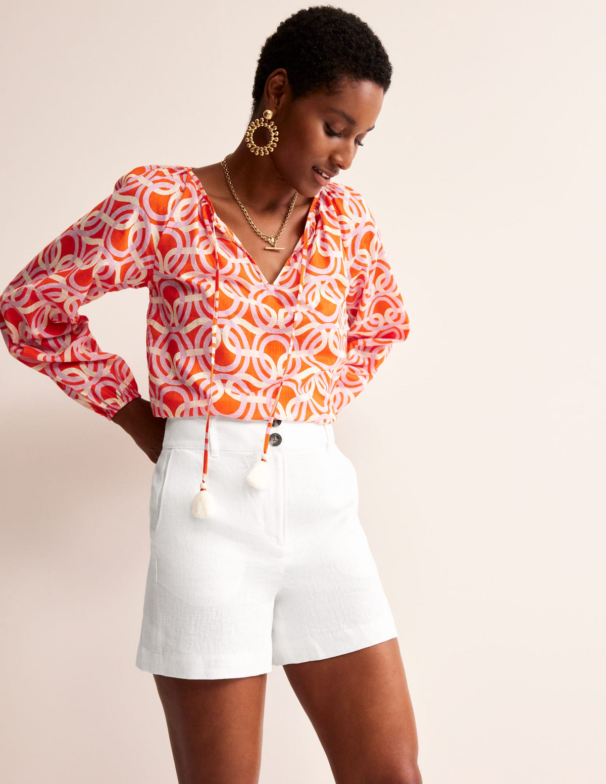 Short Westbourne en lin-Blanc - Image 1