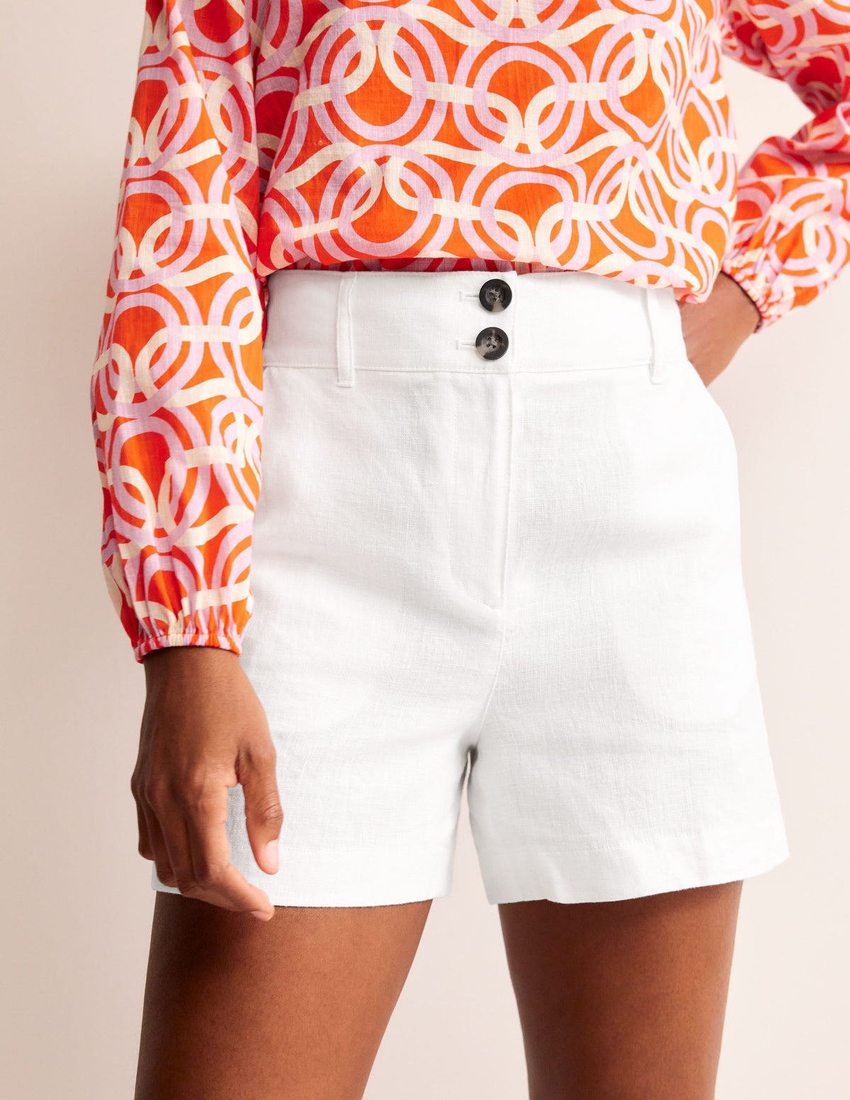 Short Westbourne en lin-Blanc - Image 4