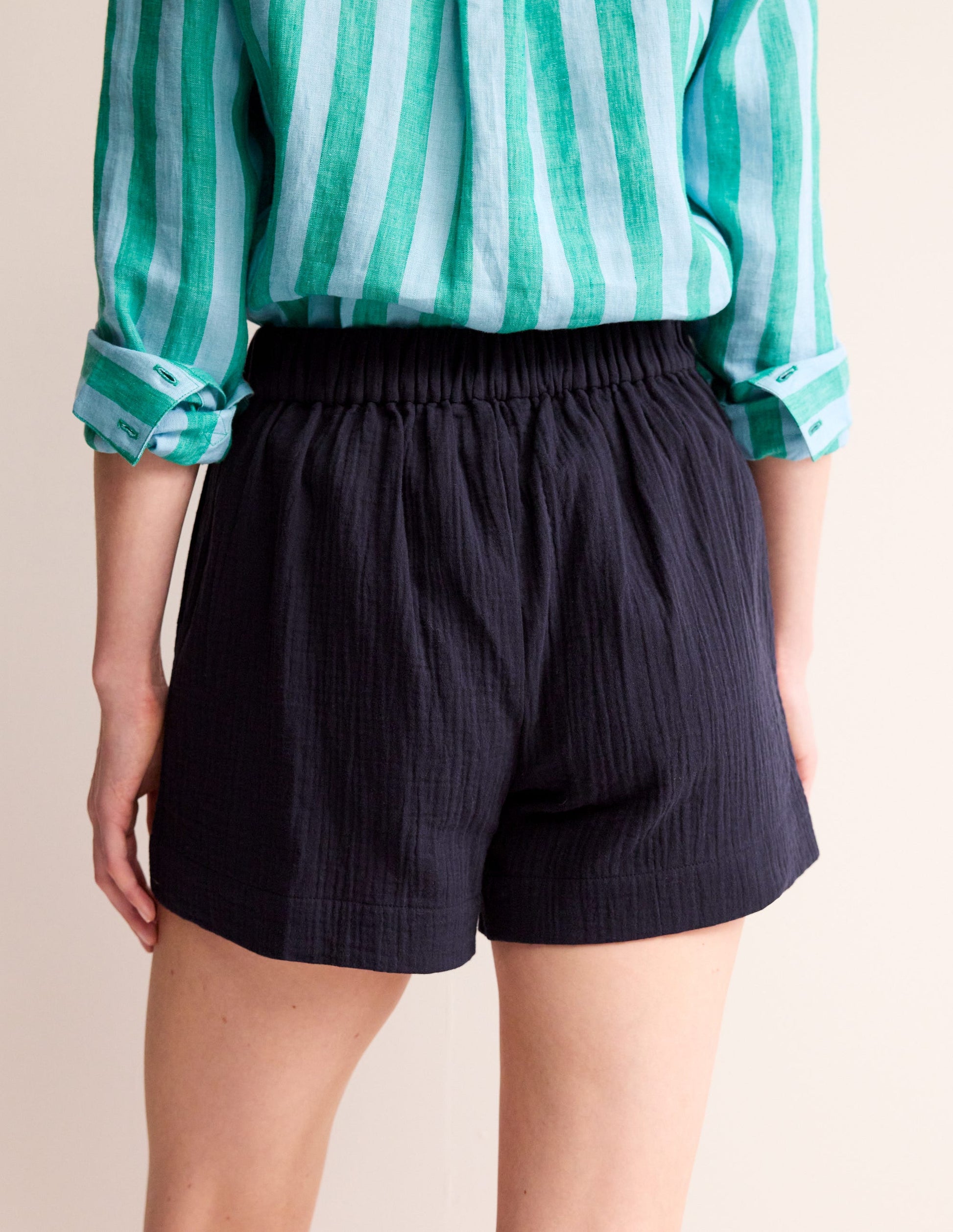 Short double-étoffe-Bleu Marine, Petits Pois-3