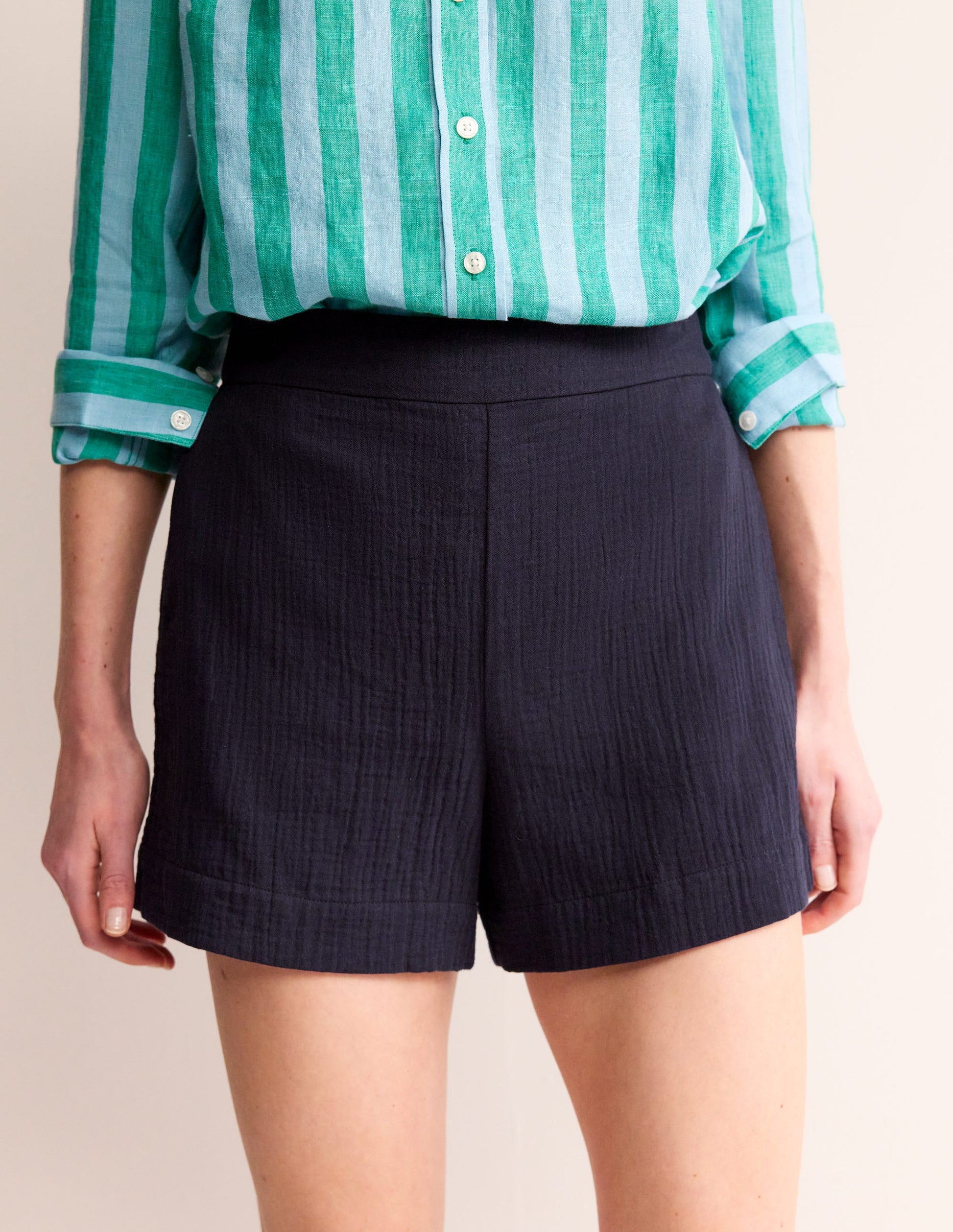 Short double-étoffe-Bleu Marine, Petits Pois-4