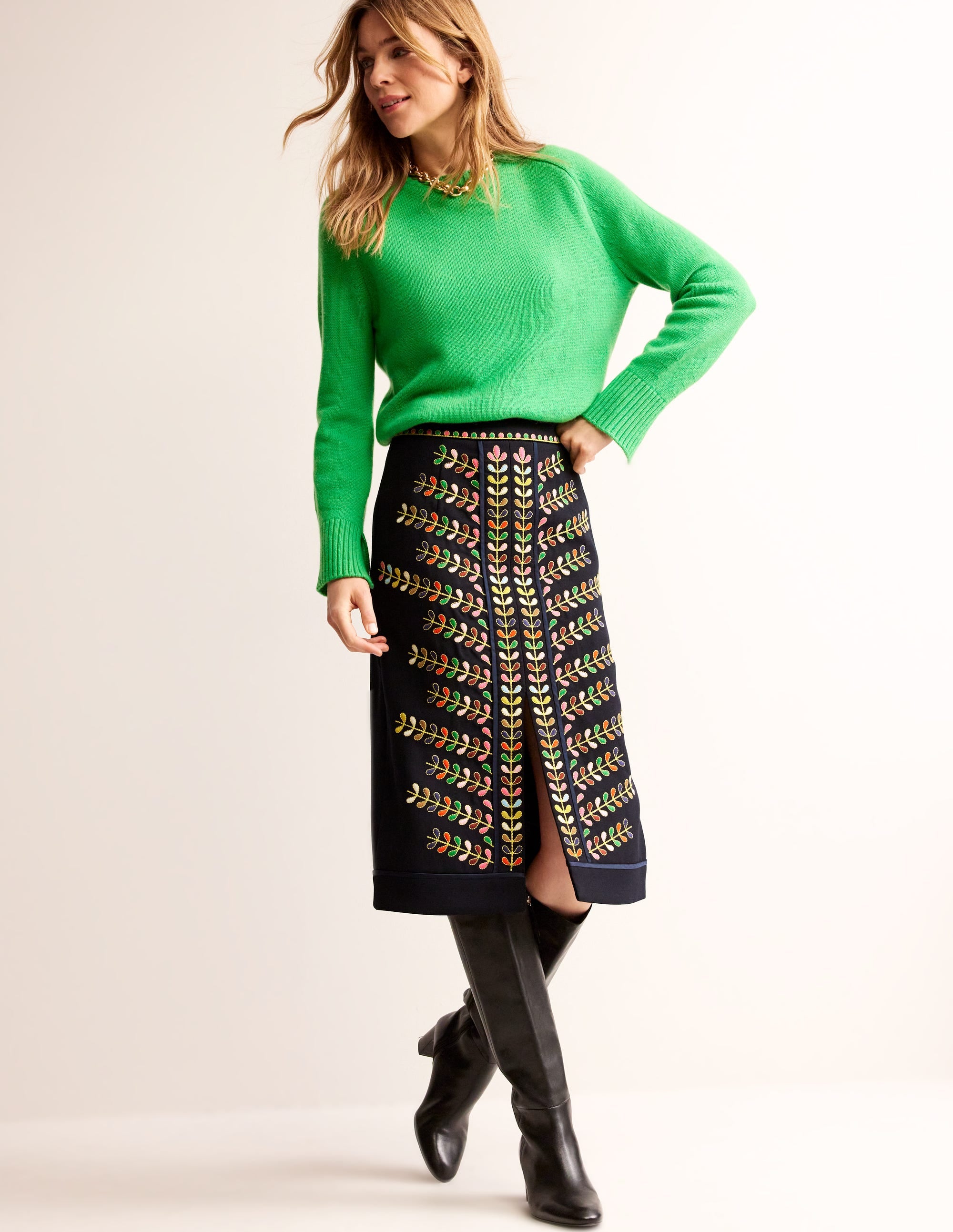 Embroidered Icon Skirt-Navy - Image 1