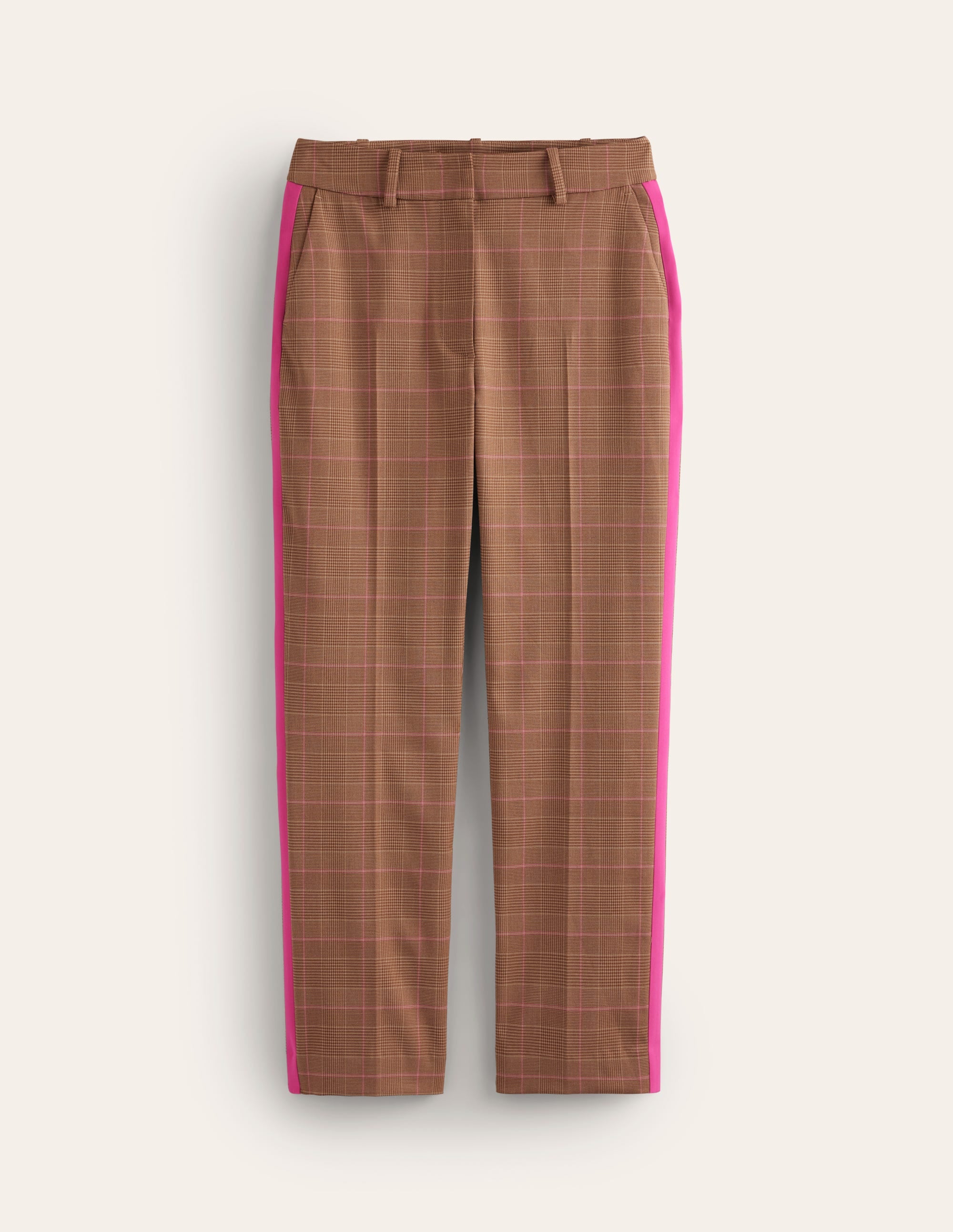 Pantalon Kew à carreaux rayé sur les côtés-Carreaux marron et roses - Image 5