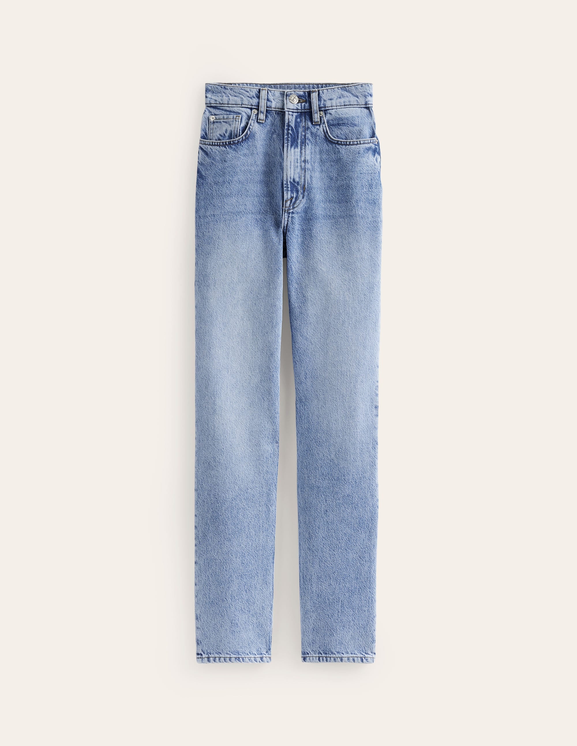 Jean droit taille haute-Délavé moyen clair - Image 7