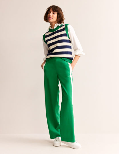 Pull On Side Stripe Trousers-Green Tambourine