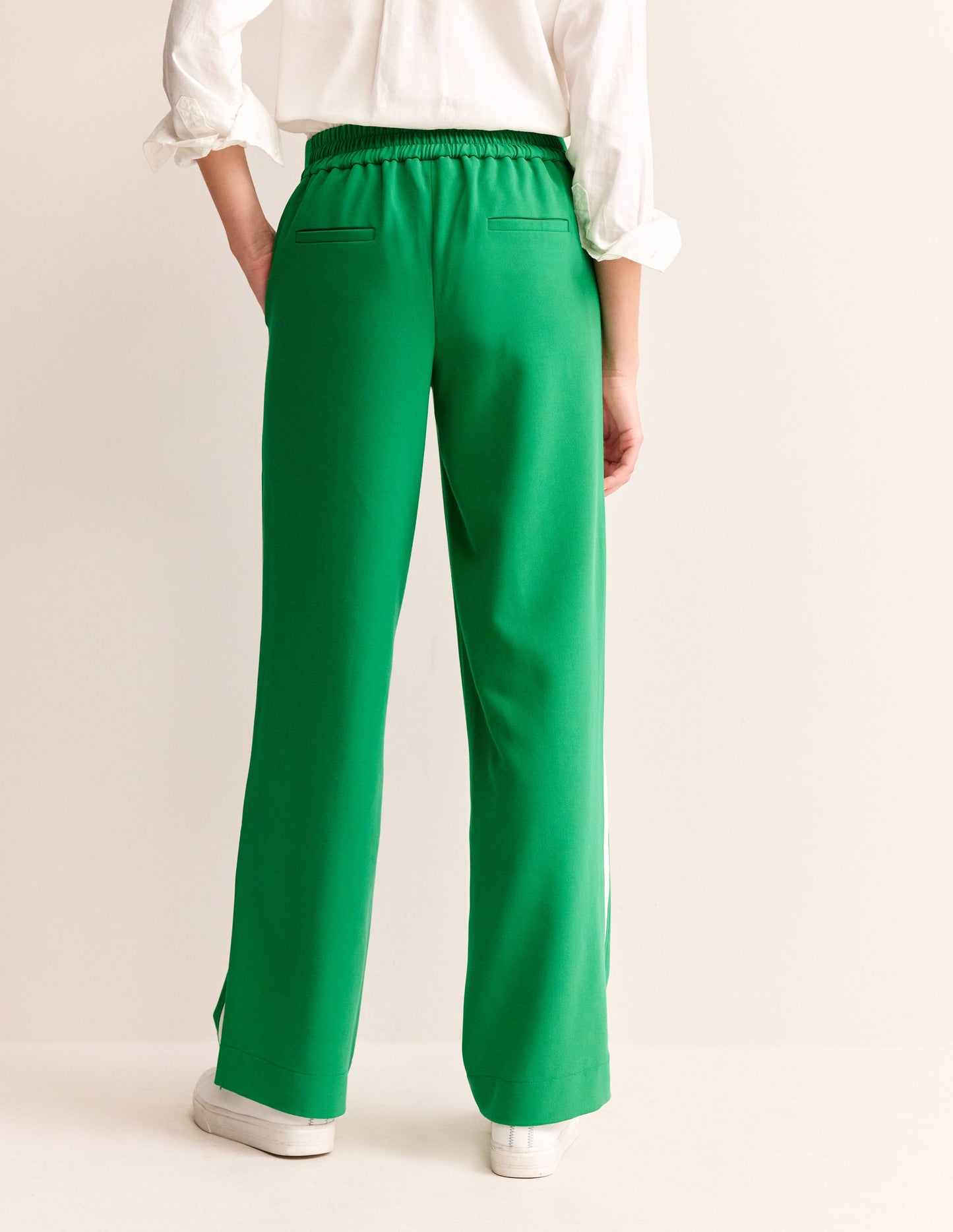 Pull On Side Stripe Trousers-Green Tambourine