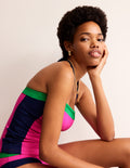 Santorini Tankini Top-Super Pink colourblock