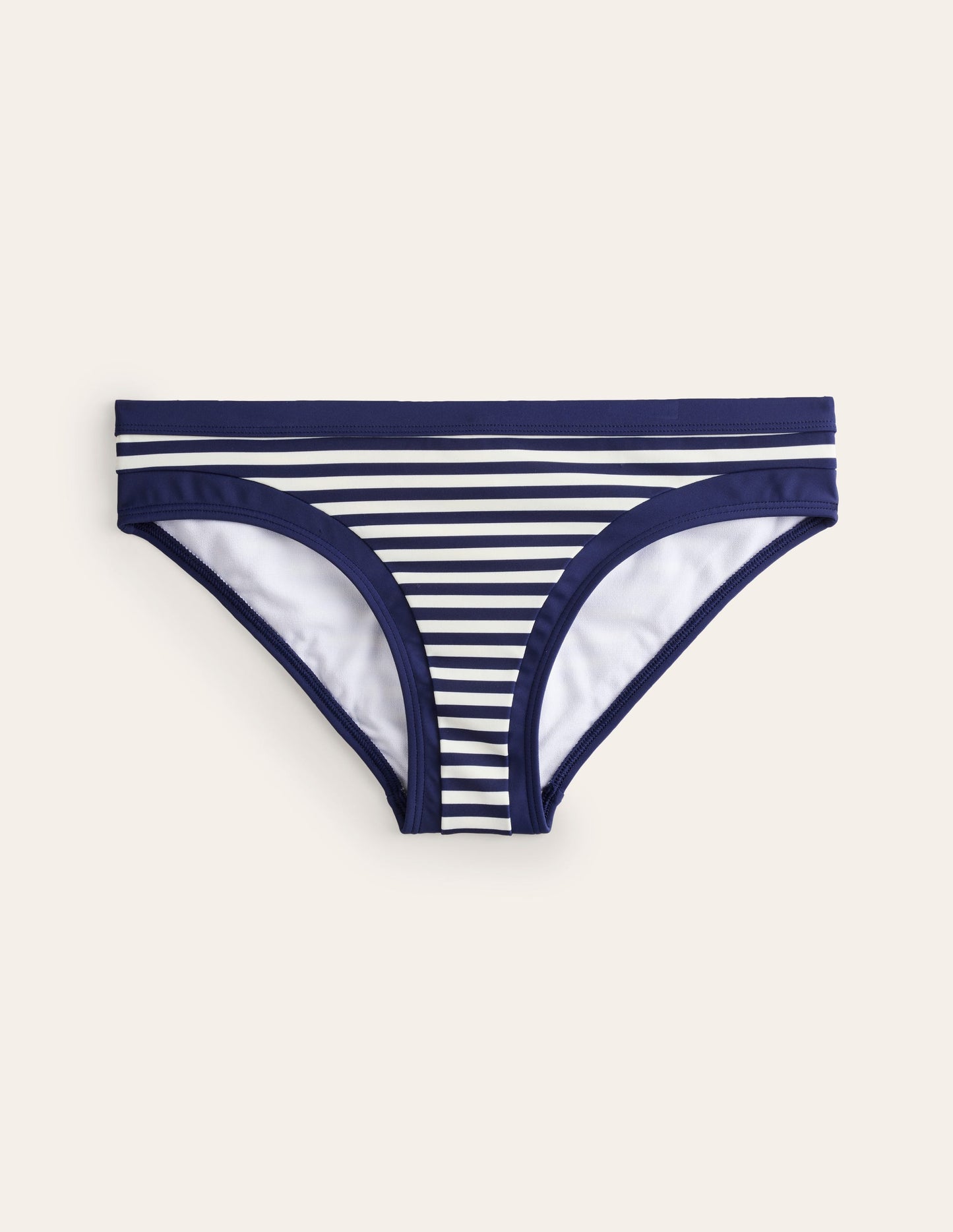 Santorini Bikinihose-Marineblau/Naturweiß Streifen