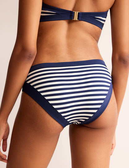 Santorini Bikinihose-Marineblau/Naturweiß Streifen