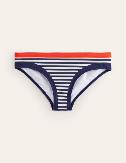 Bas de bikini Santorini-Rouge, rayé bleu marine