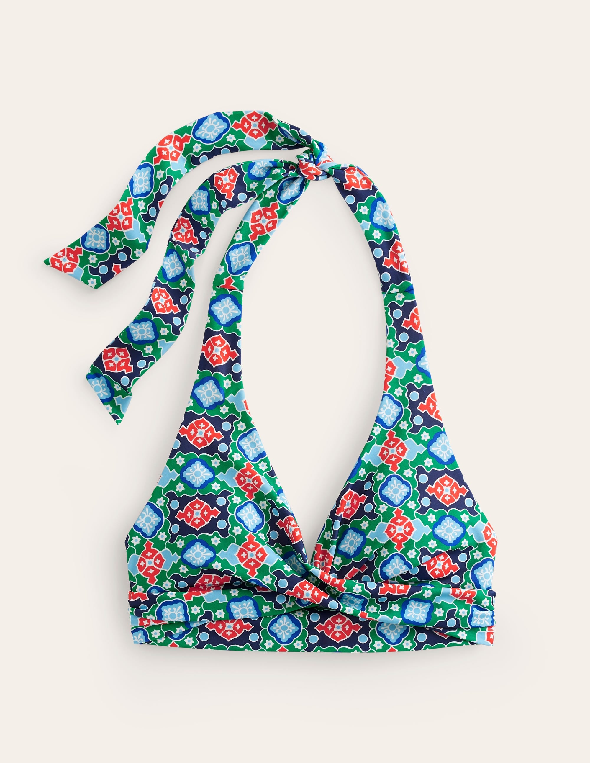 Levanzo Neckholder-Bikinioberteil-Grünes Tamburin, Küsten-Kachel - Image 5