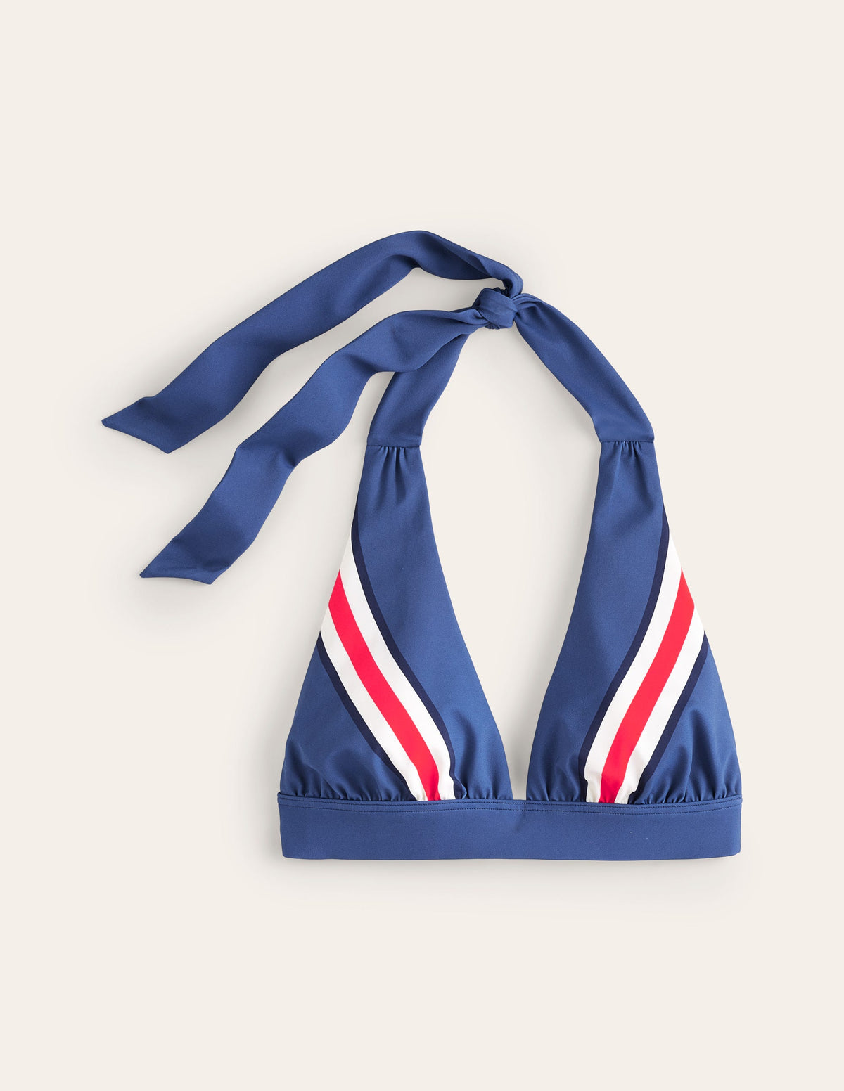 Merano Bikinioberteil mit tiefem V-Ausschnitt-Blau, Mohnblumenrot Streifen - Image 8
