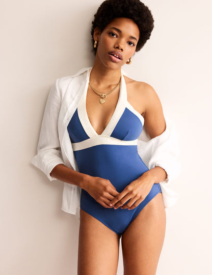 Ithaca Halter Swimsuit-Globe/ Ivory Colourblock