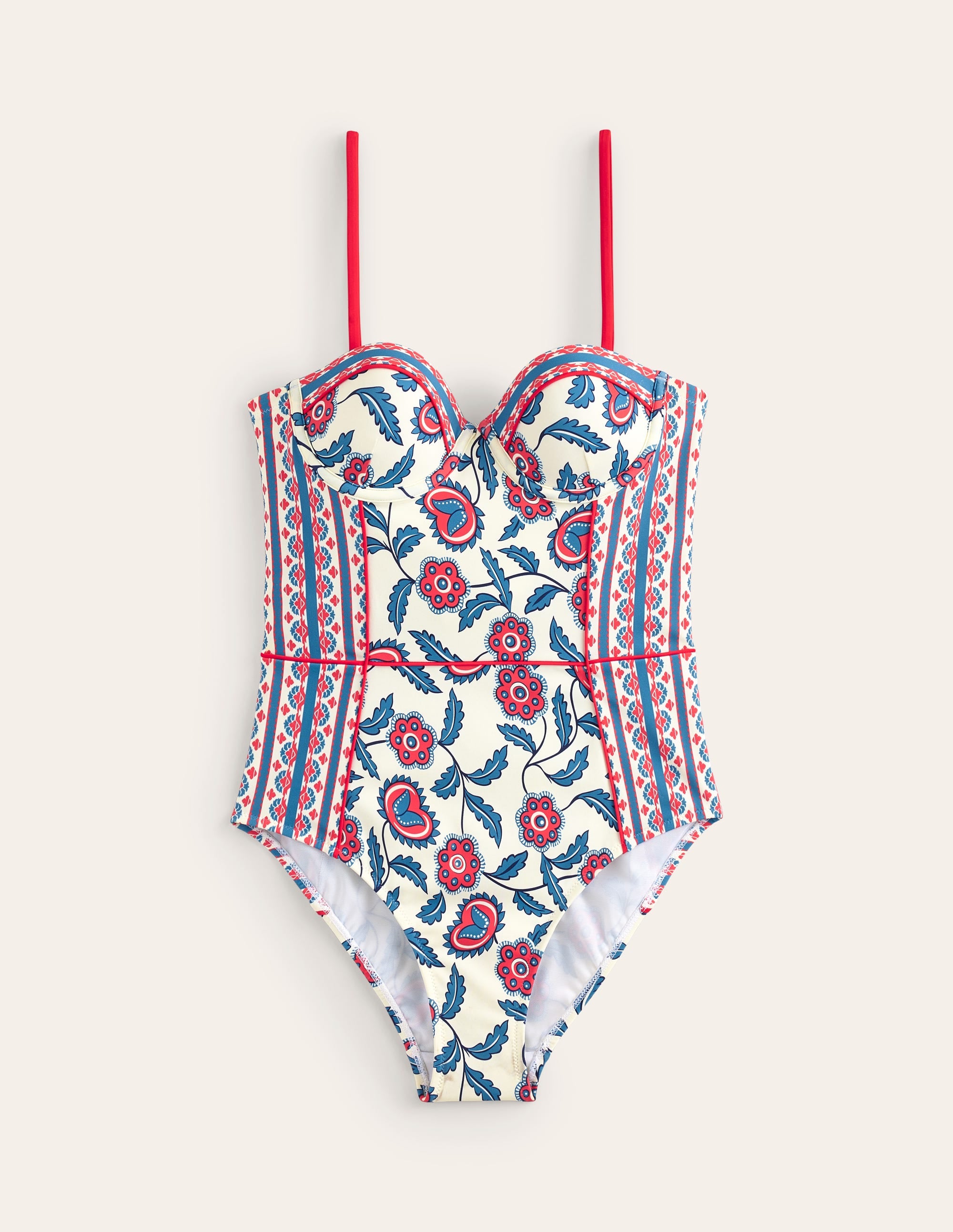 Maillot de bain Rhodes à bonnets-Ivoire, motif Floret Vine - Image 6
